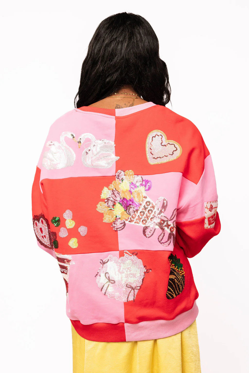 Queen of Sparkle Red & Pink Checkered Valentines Icon Sweatshirt