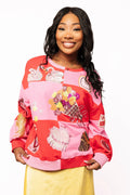 Queen of Sparkle Red & Pink Checkered Valentines Icon Sweatshirt
