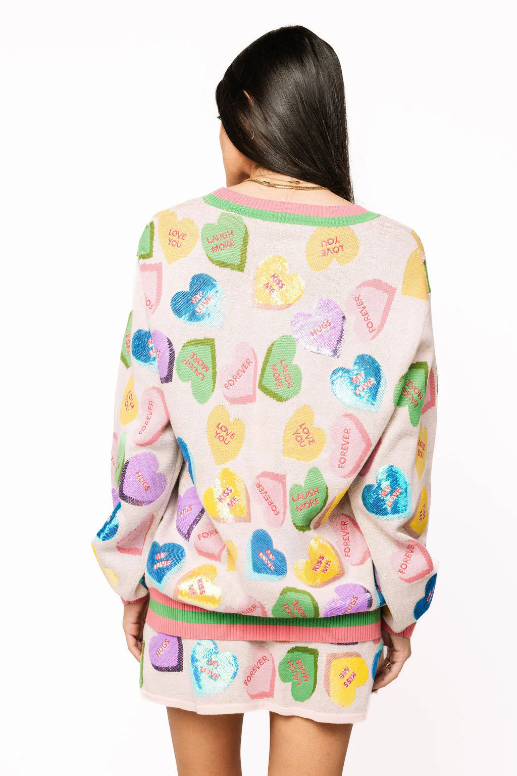 Queen of Sparkles Pale Pink Candy Sweetheart Button Up Cardigan