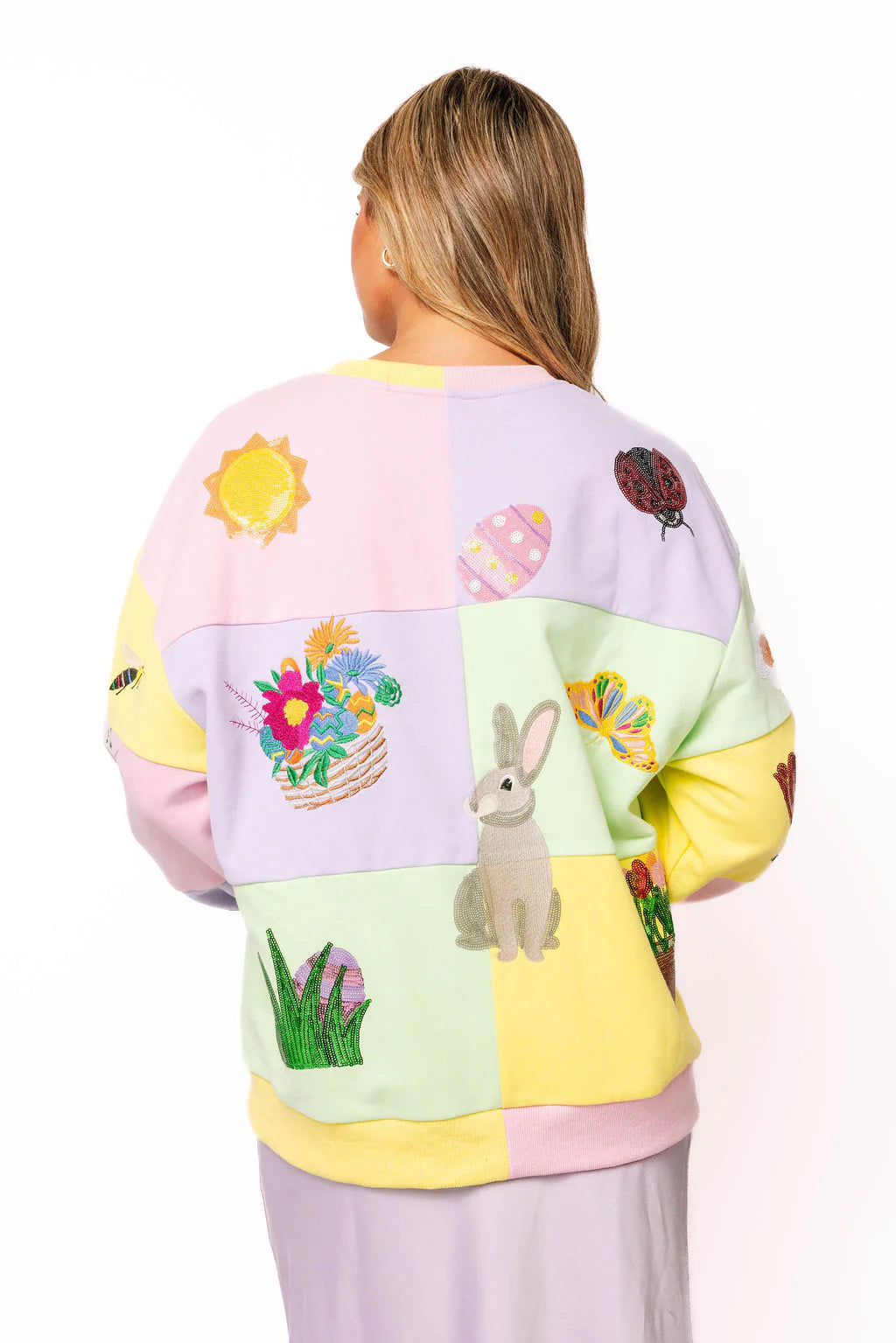 Queen of Sparkles Pastel Colorblock Easter Icon Sweatshirt