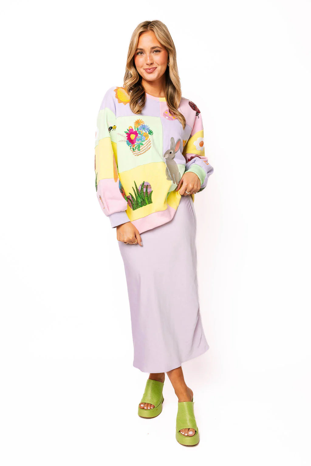 Queen of Sparkles Pastel Colorblock Easter Icon Sweatshirt