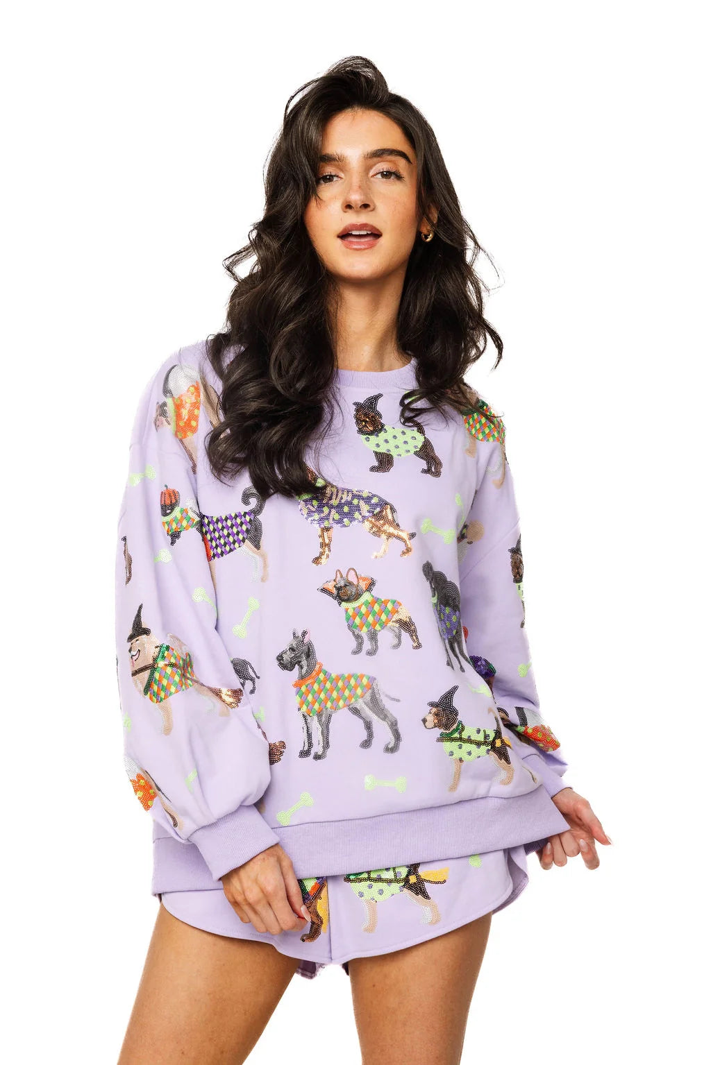 Queen of Sparkles Lavender Halloween Dogs Sweatshirt