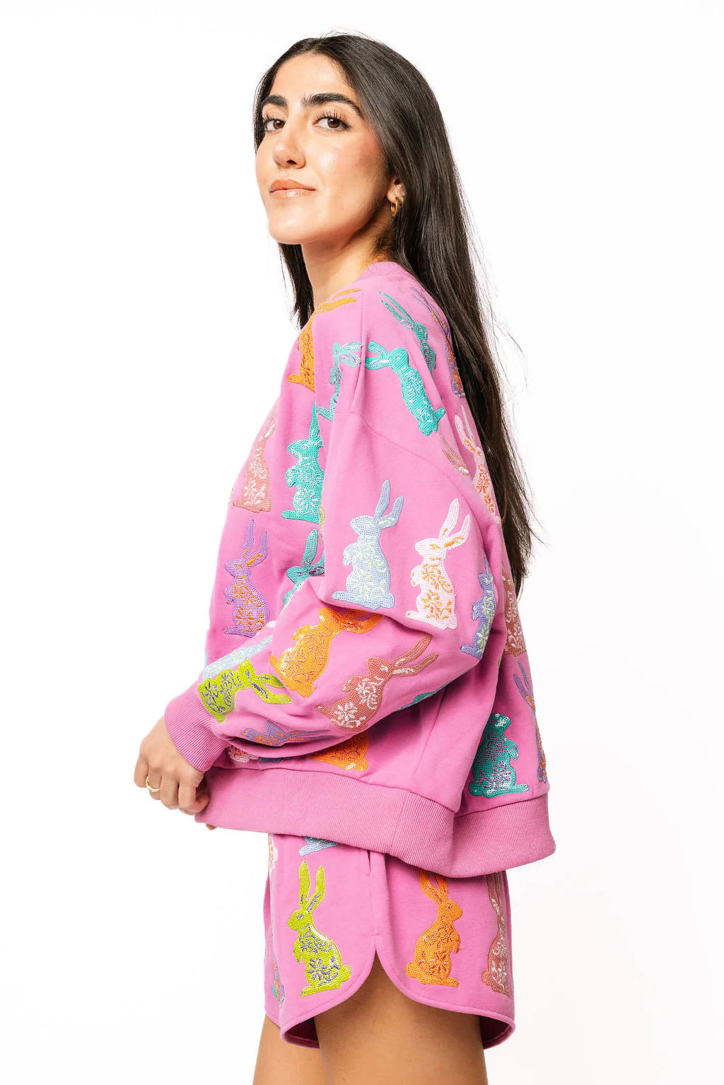 Queen of Sparkles Purple Multi Easter Bunny Sweatshirt