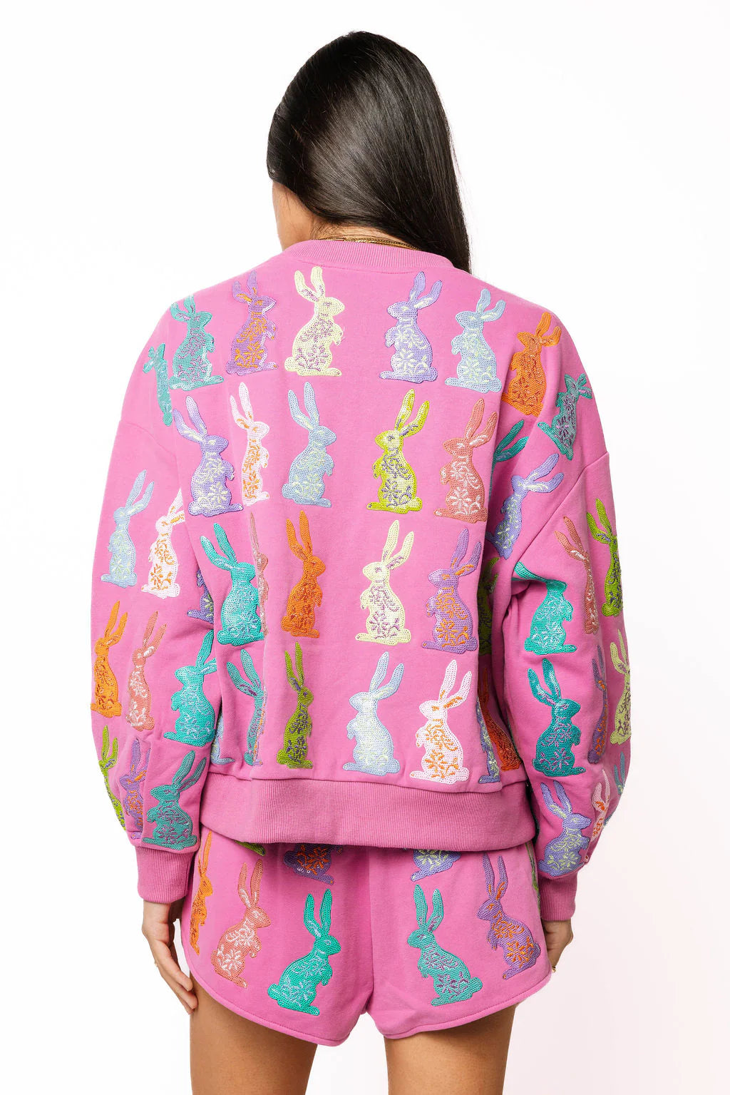 Queen of Sparkles Purple Multi Easter Bunny Sweatshirt