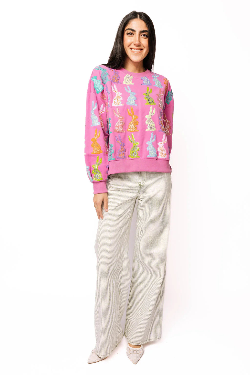 Queen of Sparkles Purple Multi Easter Bunny Sweatshirt