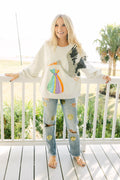 Queen of Sparkles Beige Stork & Bundle Sweatshirt
