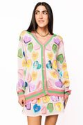Queen of Sparkles Pale Pink Candy Sweetheart Button Up Cardigan
