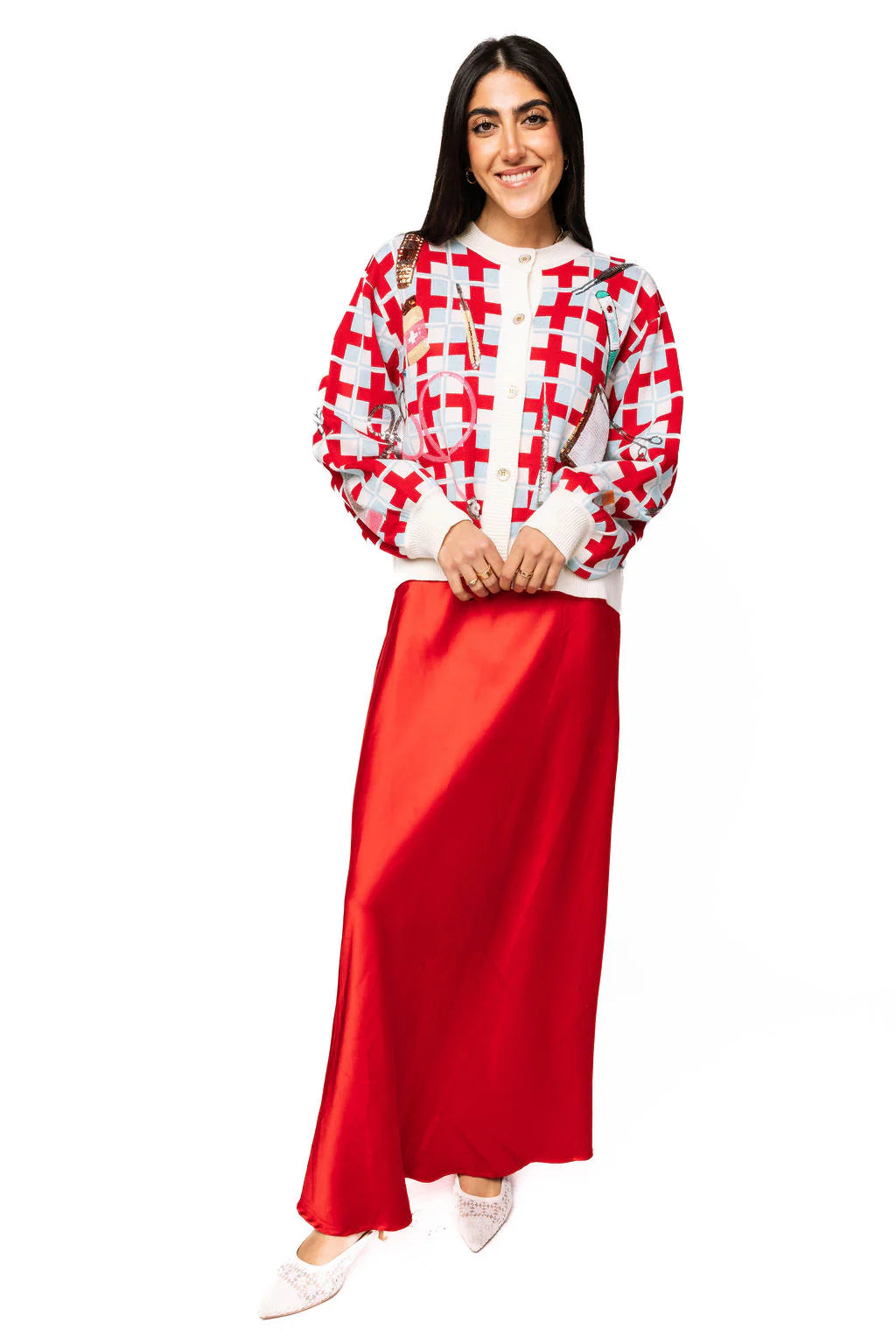 Queen of Sparkles Red & Blue Medical Supply Cardigan