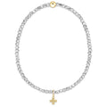 ENEWTON - Silver Faceted Hematite 2mm Bead Bracelet - Signature Cross Gold Charm