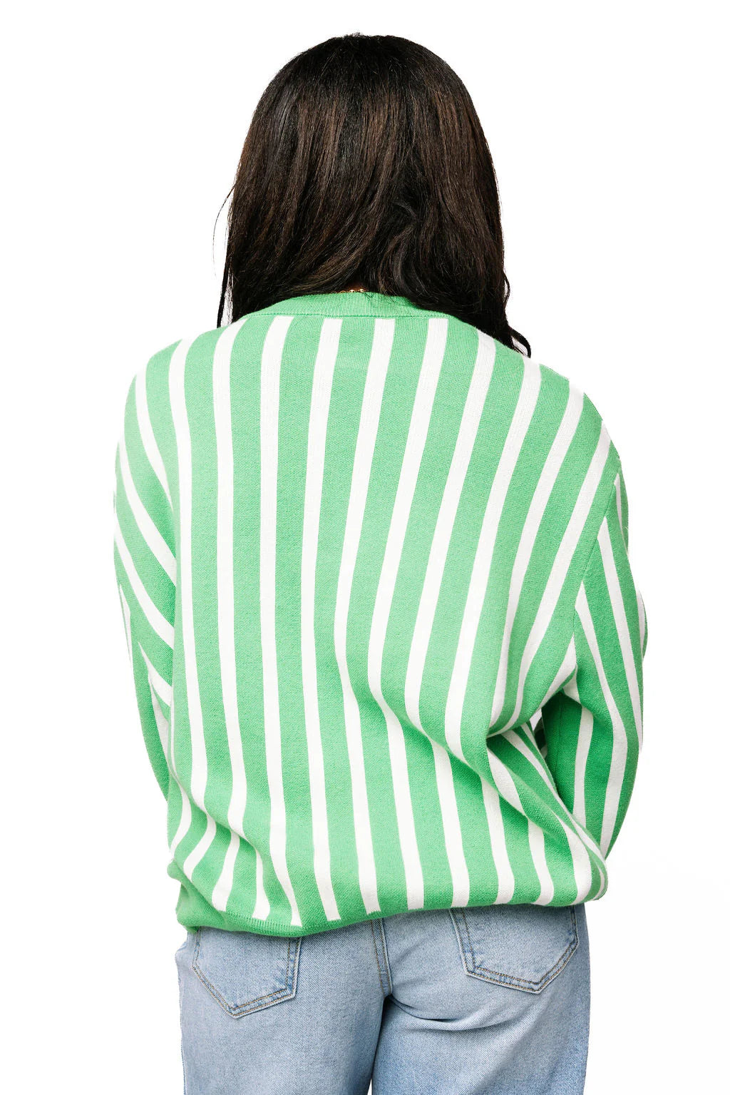 Queen of Sparkles Green & White Stripe Shamrock Sweater