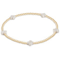 ENewton - Small Signature CROSS Gold Pattern 2mm Bead Bracelet- White