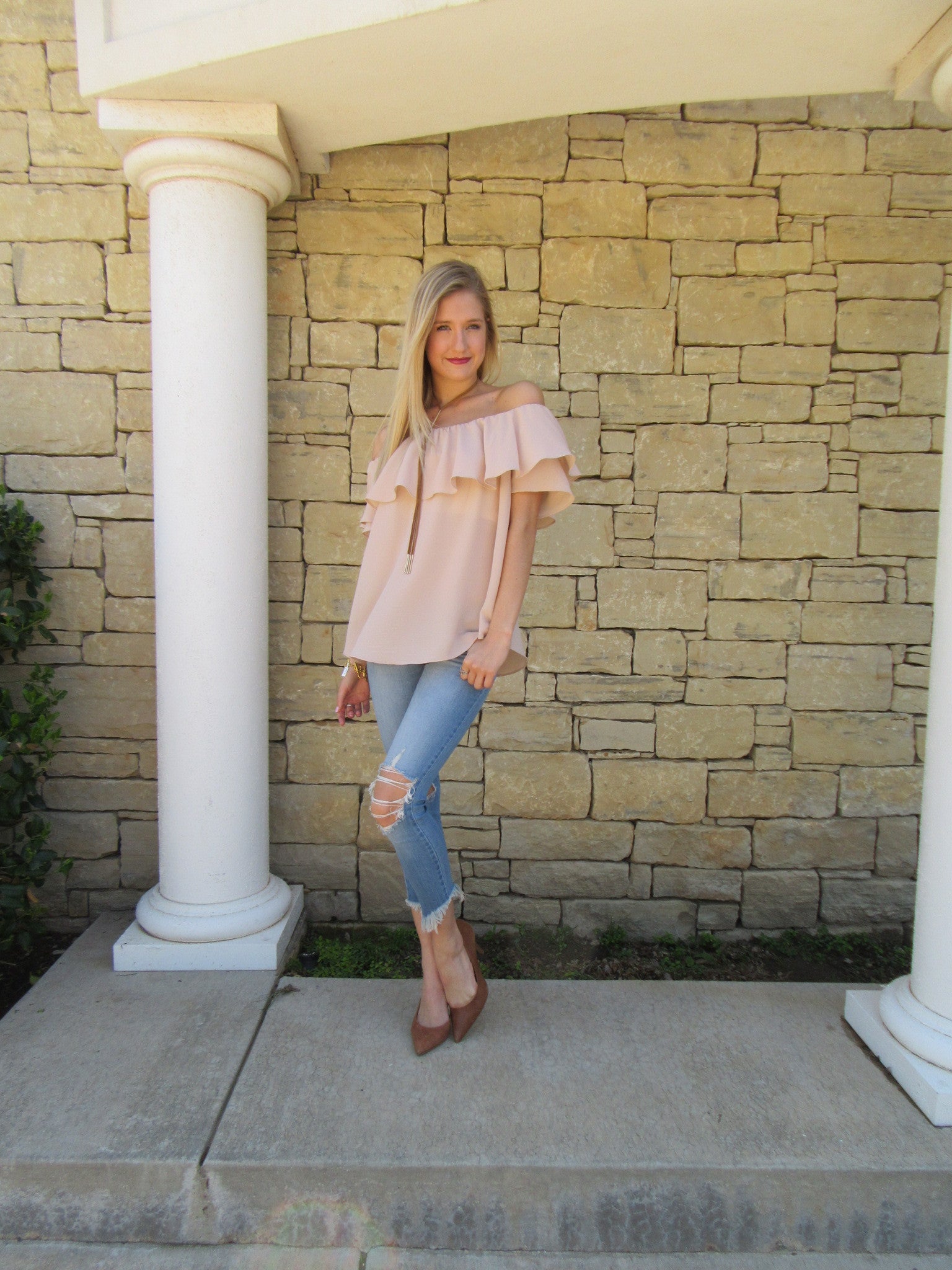 COQUETTE Ruffled OffShoulder Drapy Top