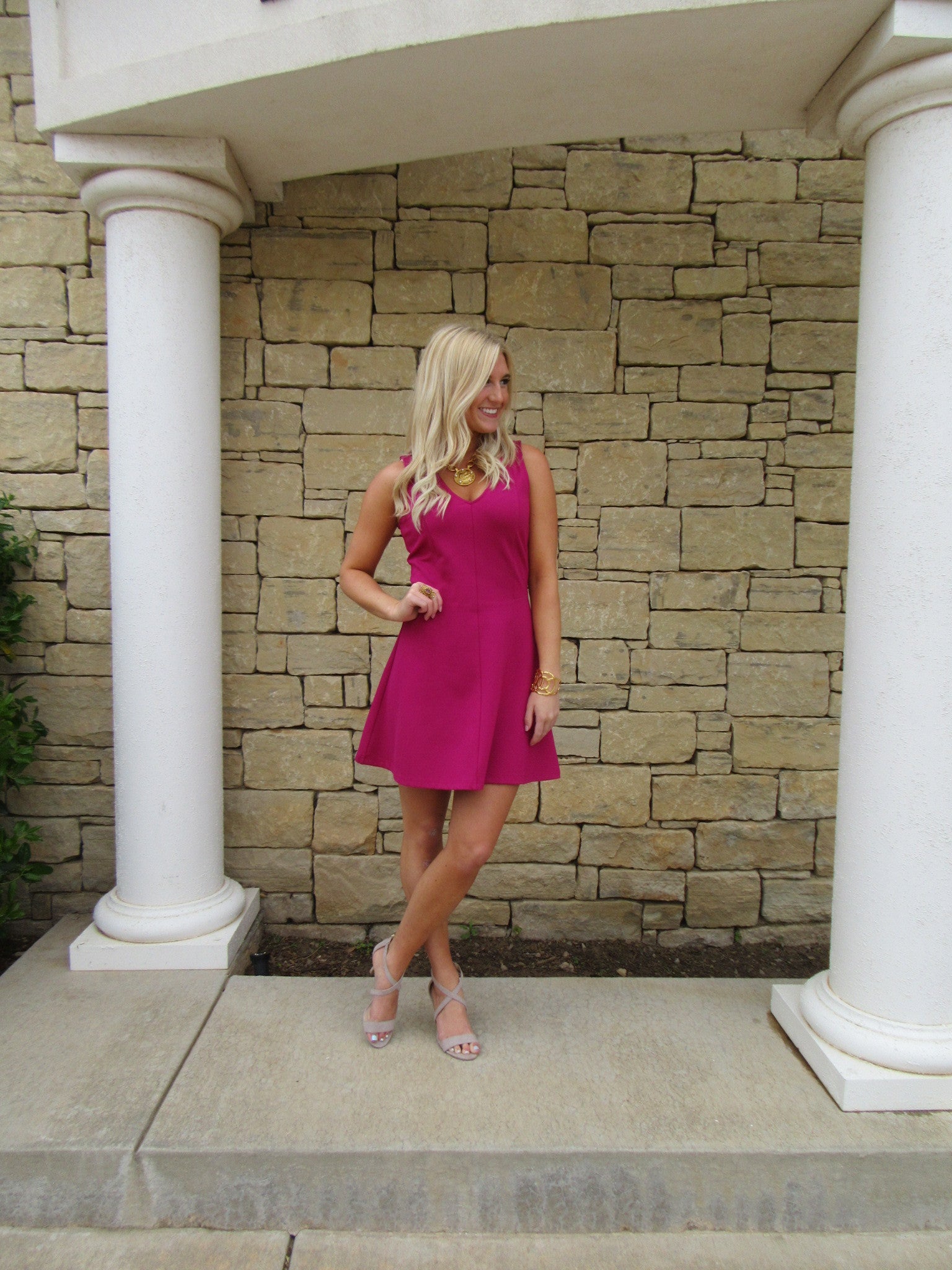 BOBI BLACK Berry QUANDARY DoubleKnit Fit&Flare Dress