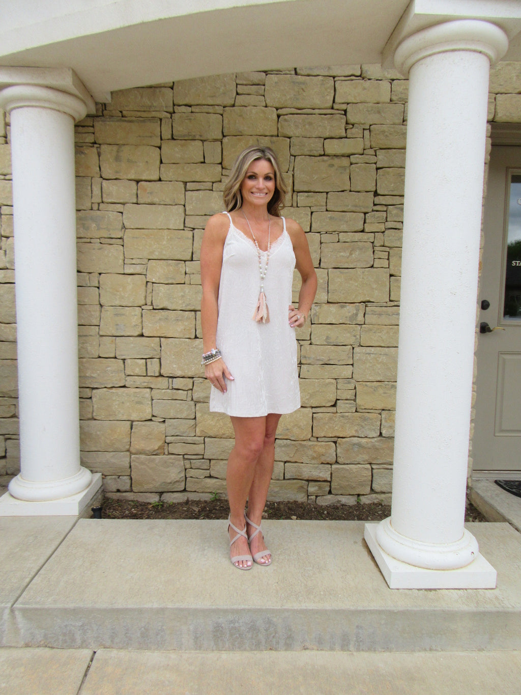 SHAPE OF YOU Crushed Velvet LaceTrim Cami Slip Dress