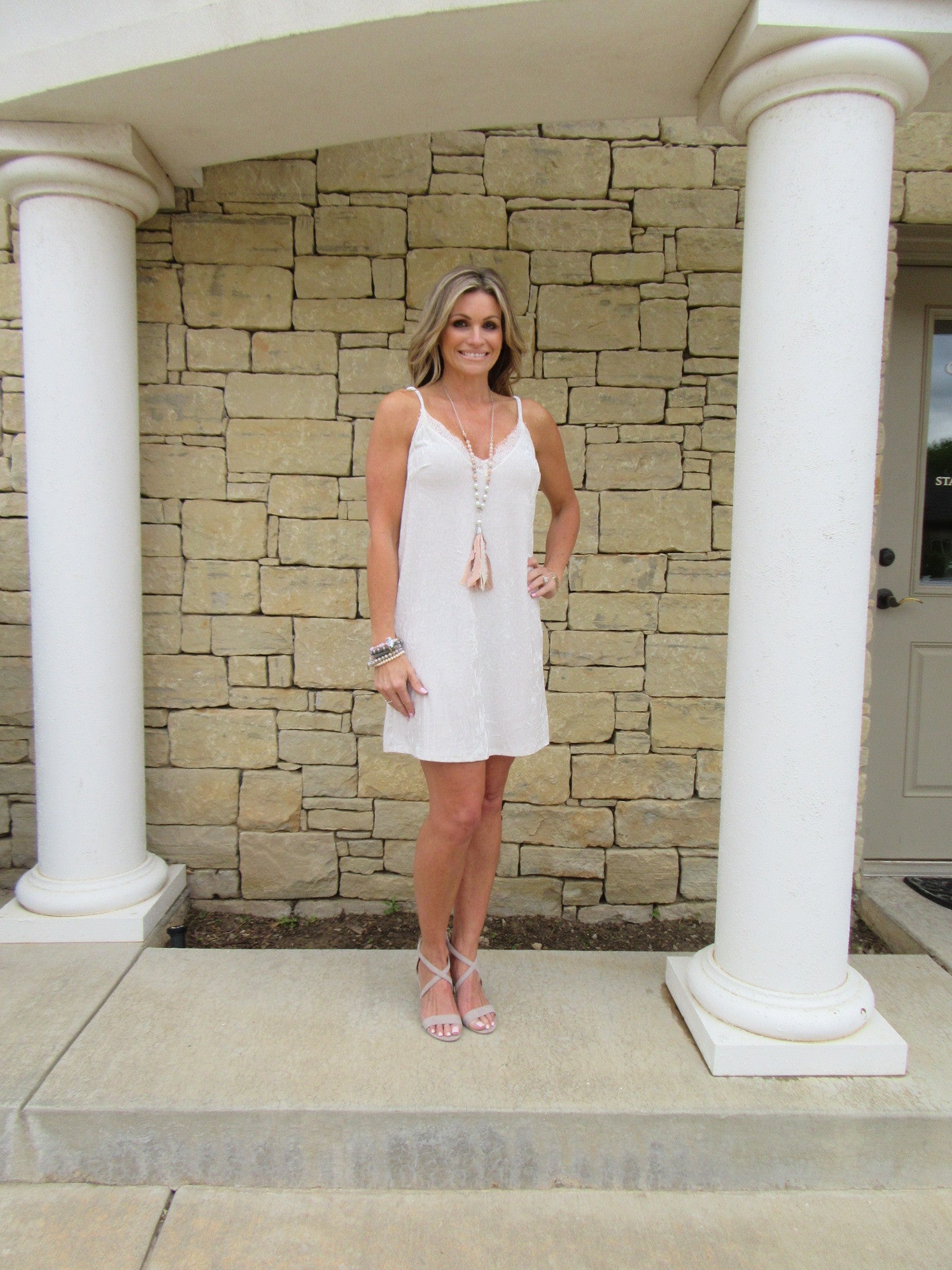 SHAPE OF YOU Crushed Velvet LaceTrim Cami Slip Dress