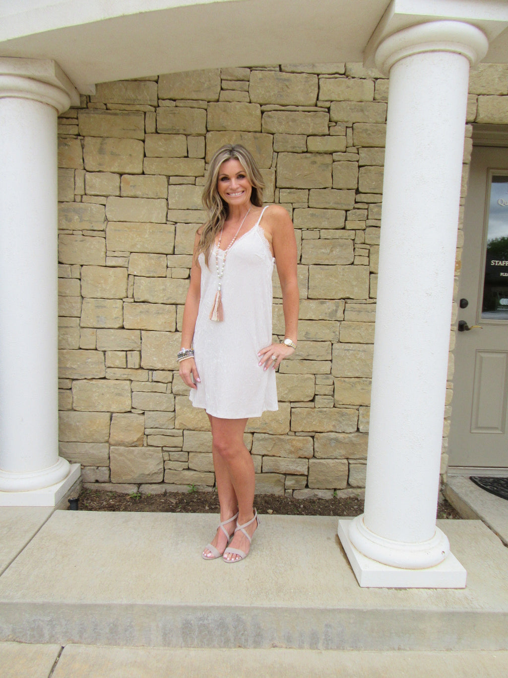 SHAPE OF YOU Crushed Velvet LaceTrim Cami Slip Dress