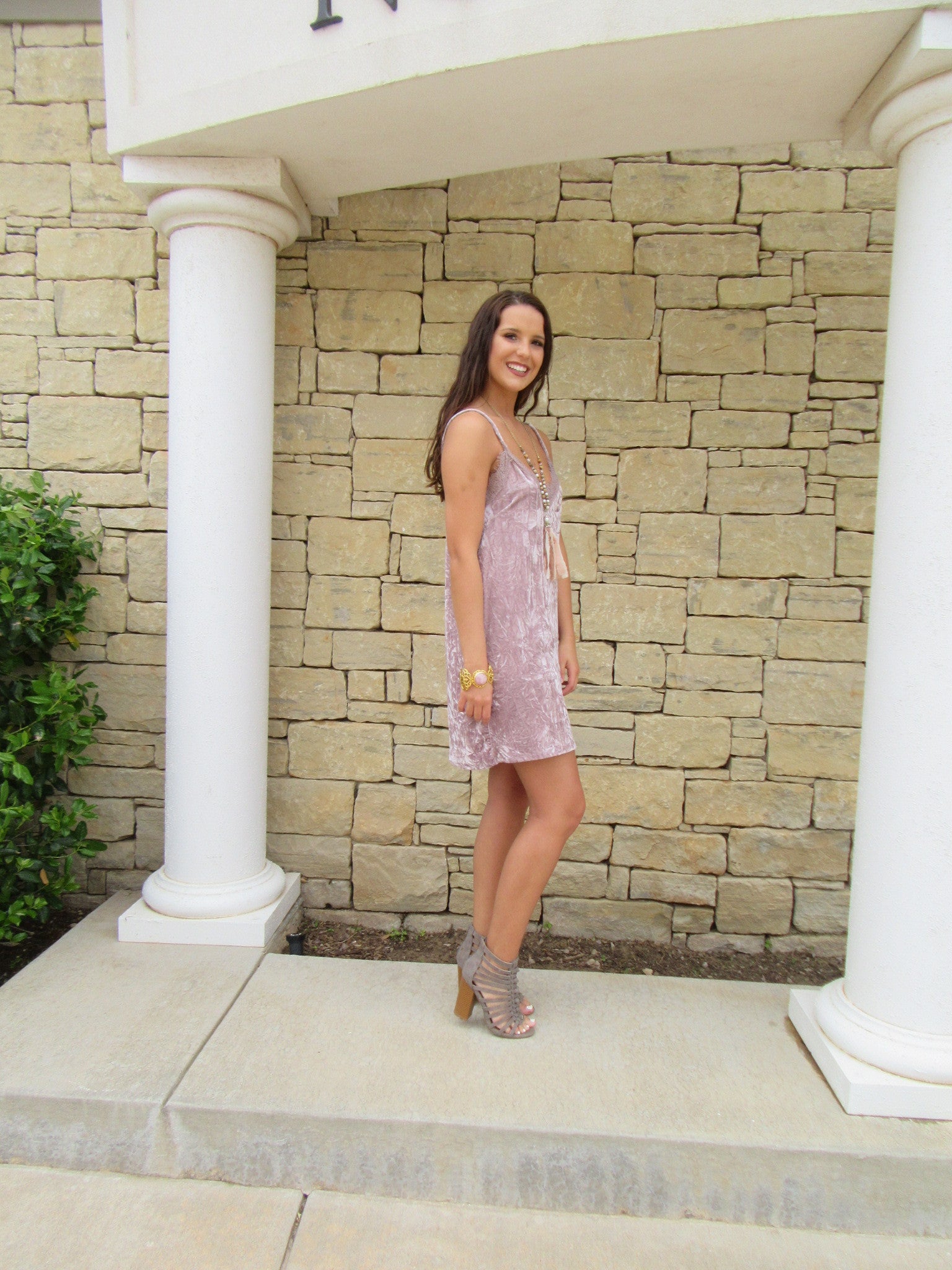 SHAPE OF YOU Crushed Velvet LaceTrim Cami Slip Dress