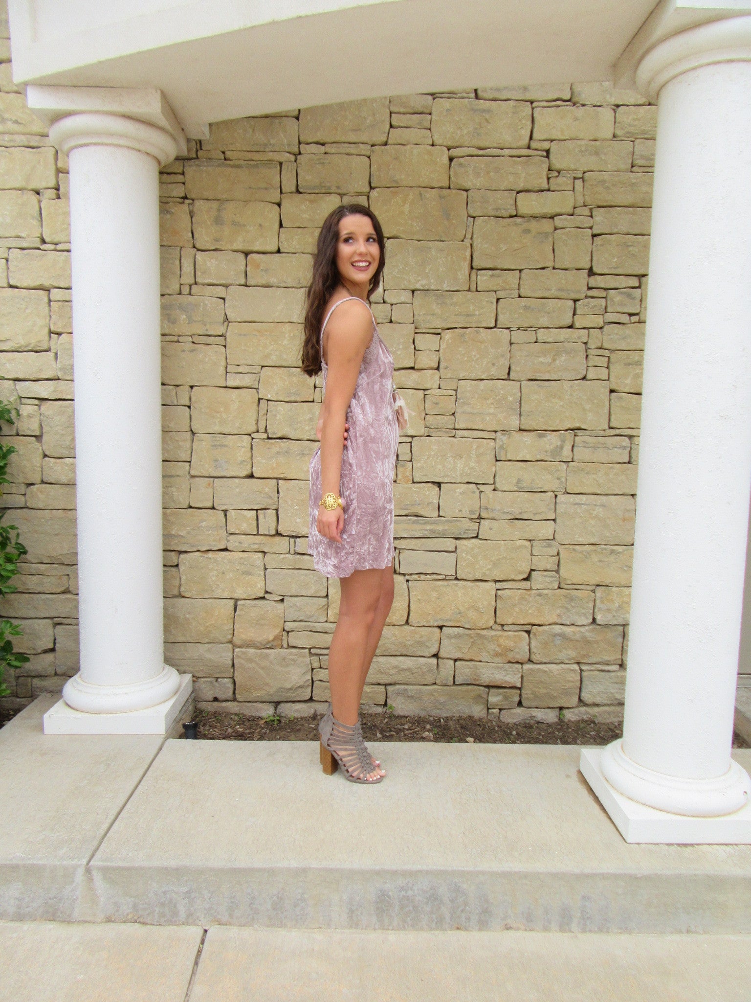 SHAPE OF YOU Crushed Velvet LaceTrim Cami Slip Dress