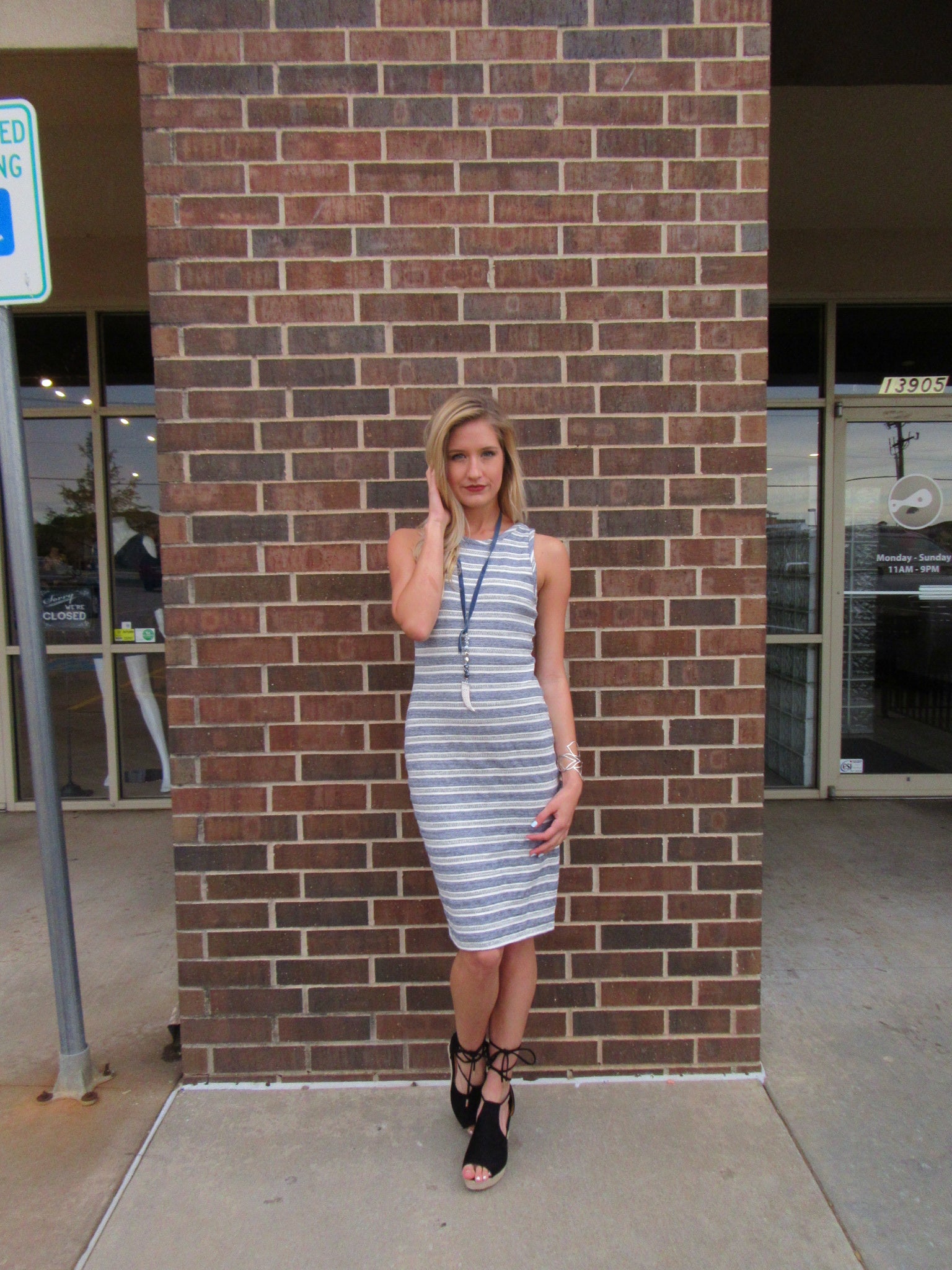 BOBI Stripe LABREA Slit Knit Tank Dress