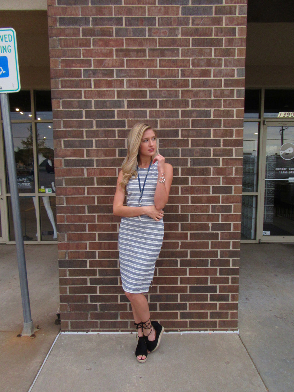 BOBI Stripe LABREA Slit Knit Tank Dress