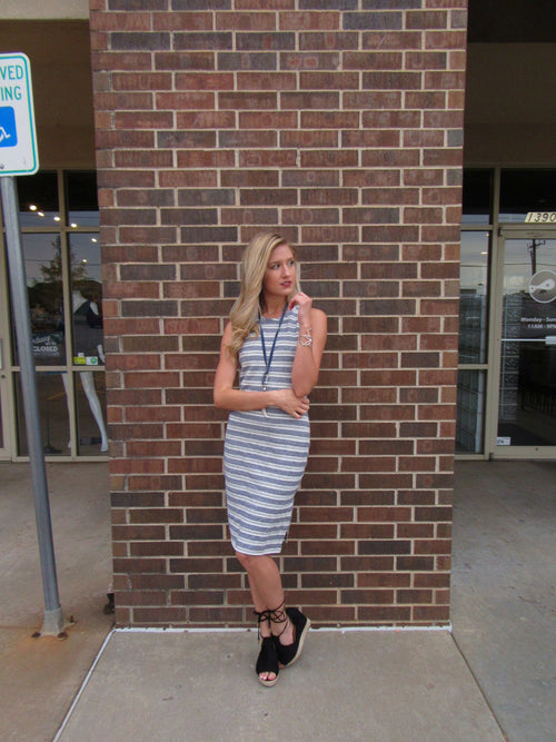 BOBI Stripe LABREA Slit Knit Tank Dress