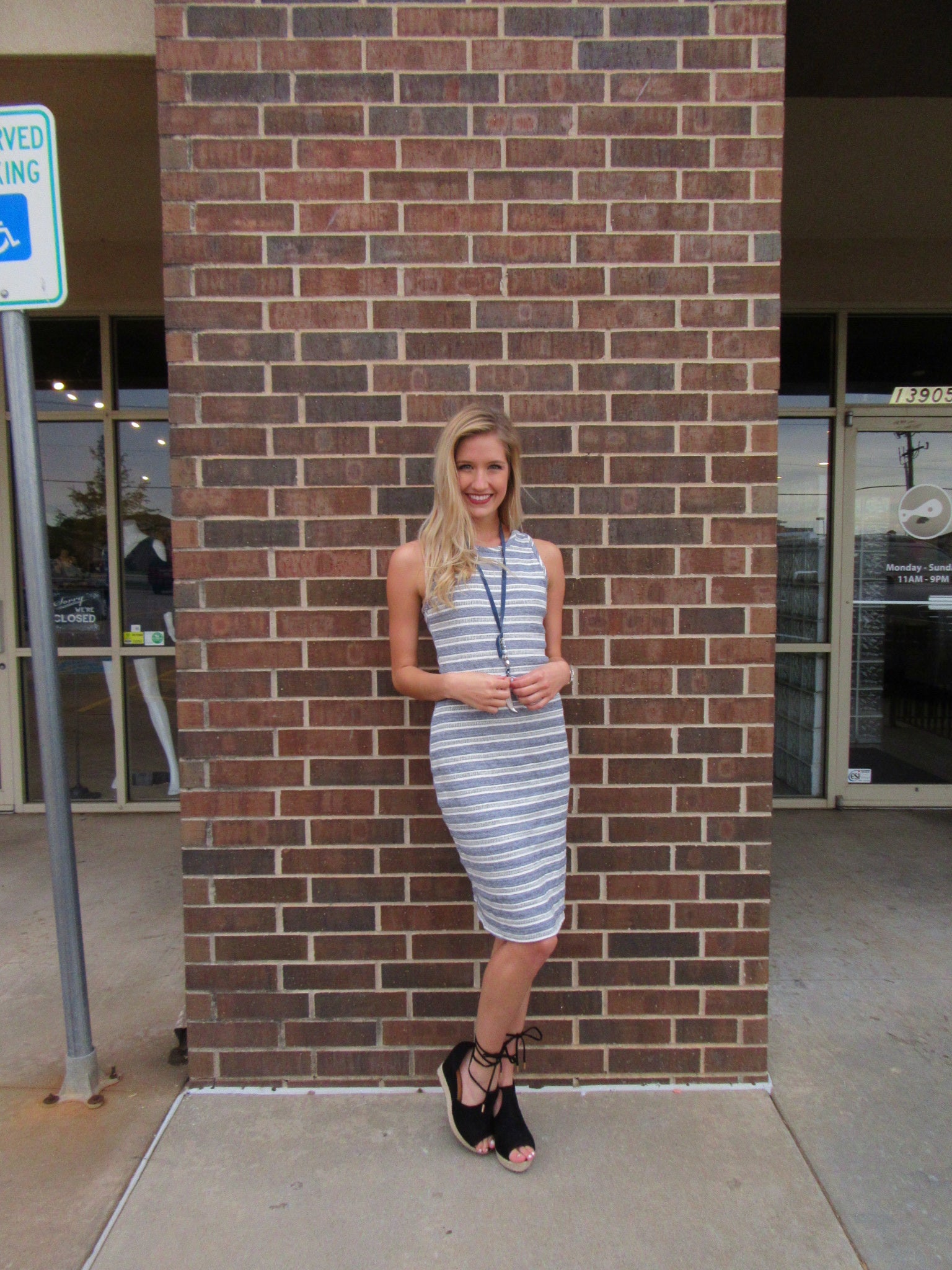 BOBI Stripe LABREA Slit Knit Tank Dress