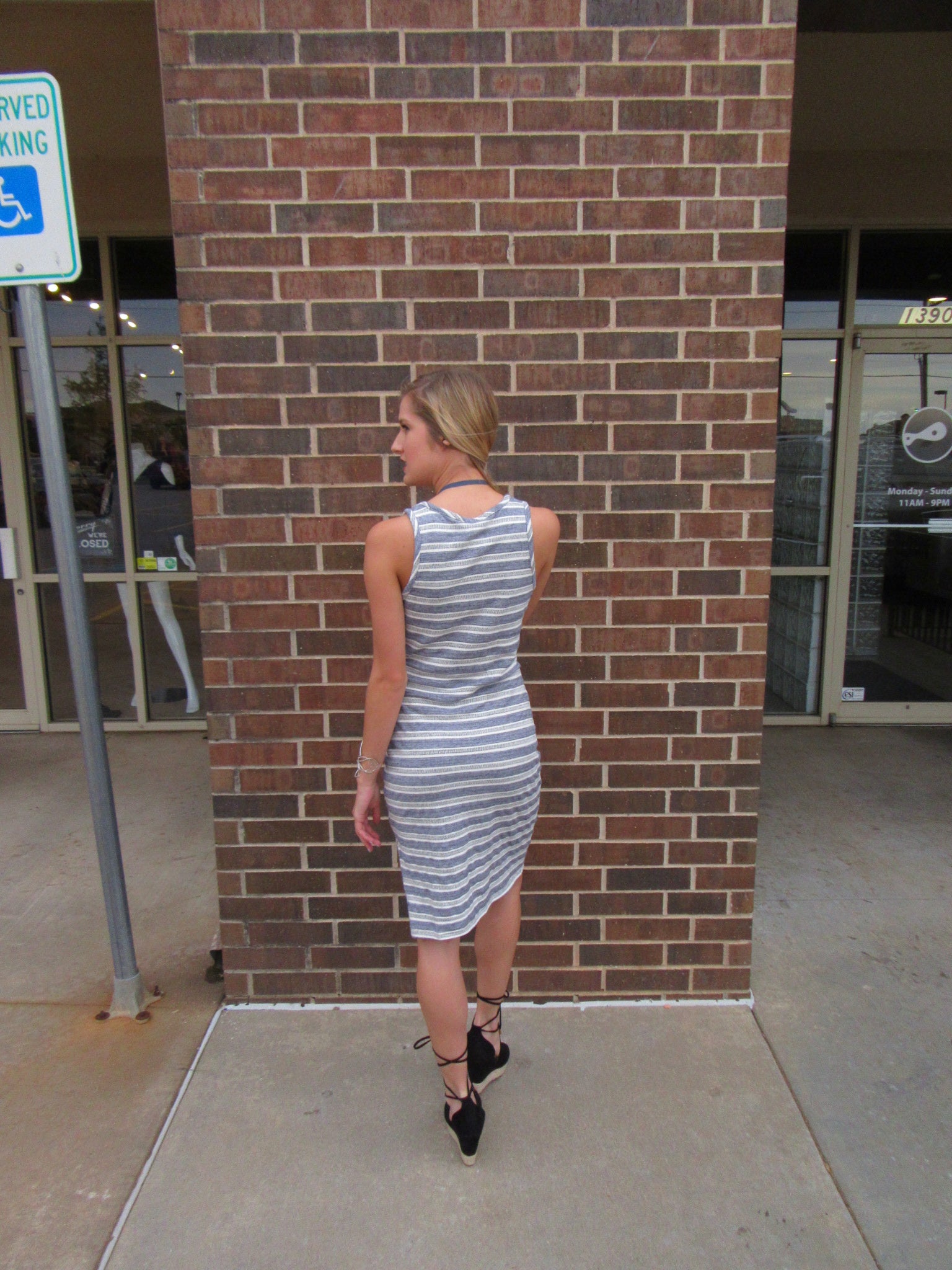 BOBI Stripe LABREA Slit Knit Tank Dress