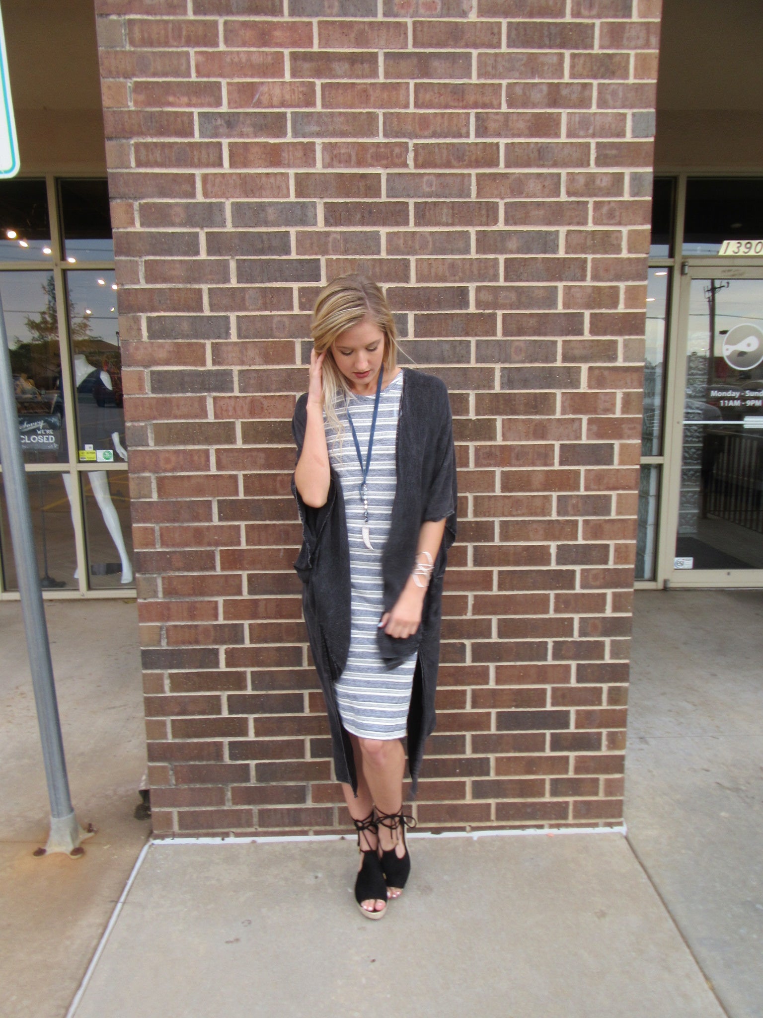 BOBI Stripe LABREA Slit Knit Tank Dress