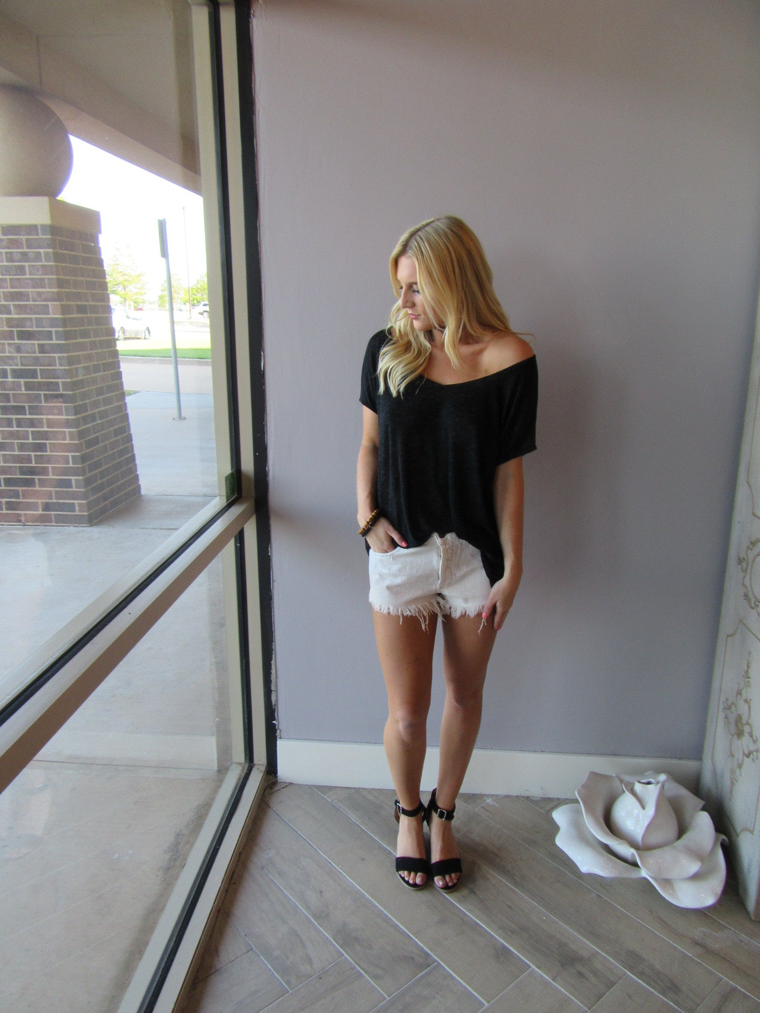 SHARPS CROSSING MineralWash LaserCut Back Jersey Top