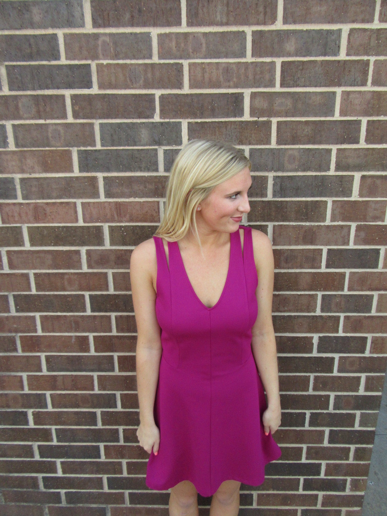 BOBI BLACK Berry QUANDARY DoubleKnit Fit&Flare Dress