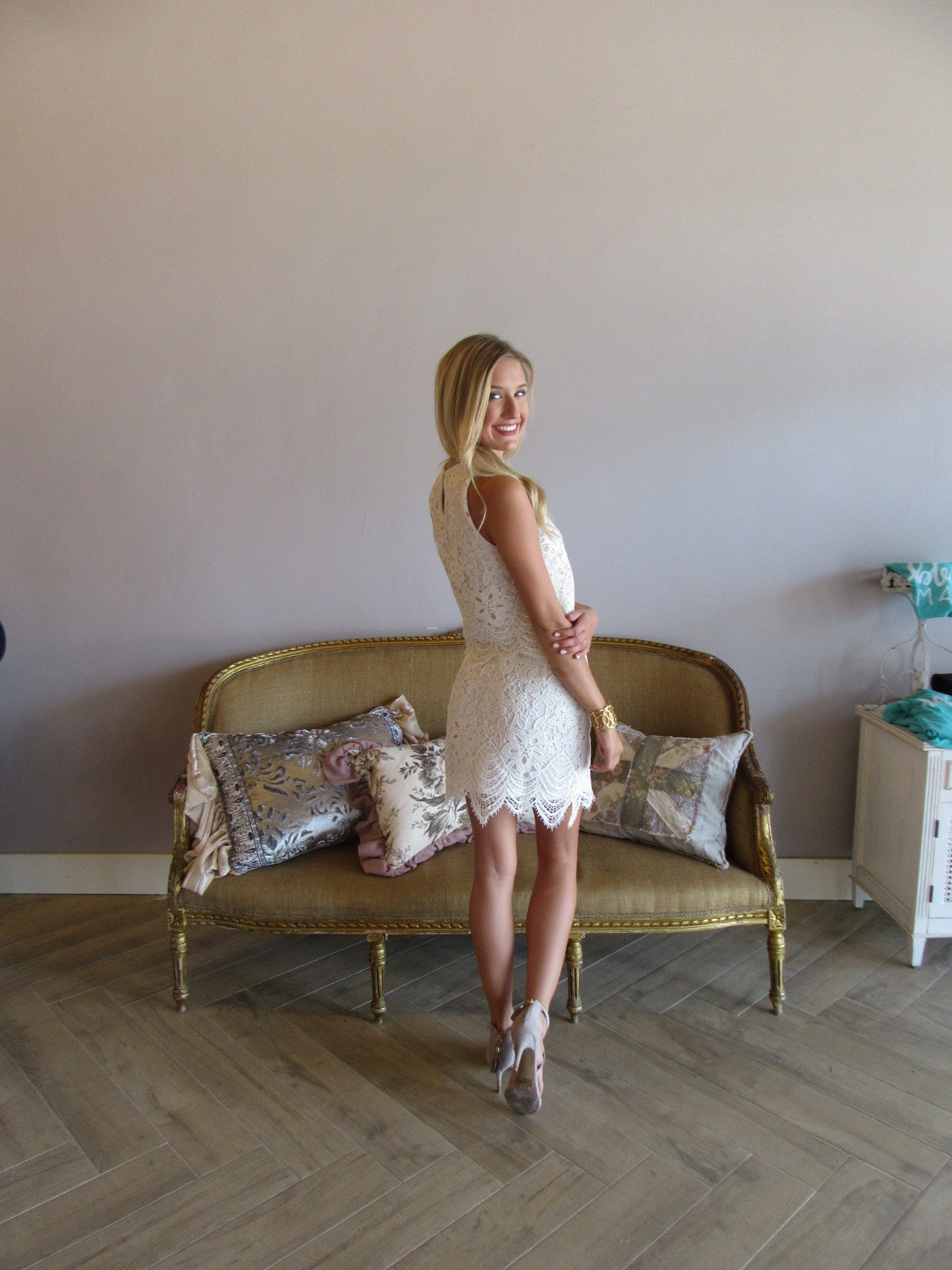 BELIEVER 2pc Battenburg Lace Crop Top/Skirt Set