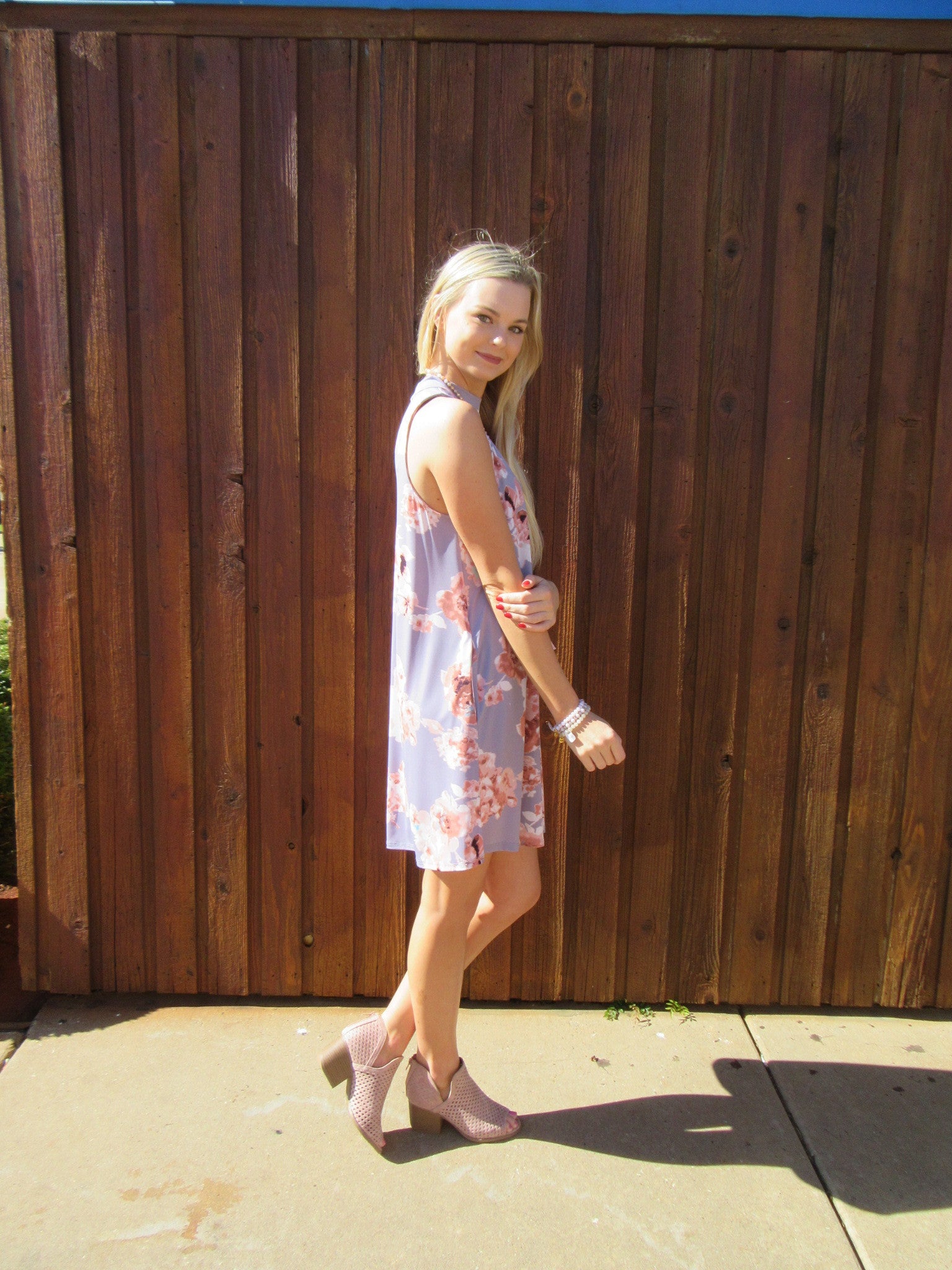 ETERNAL Floral Sleeveless MockNeck StretchKnit Dress