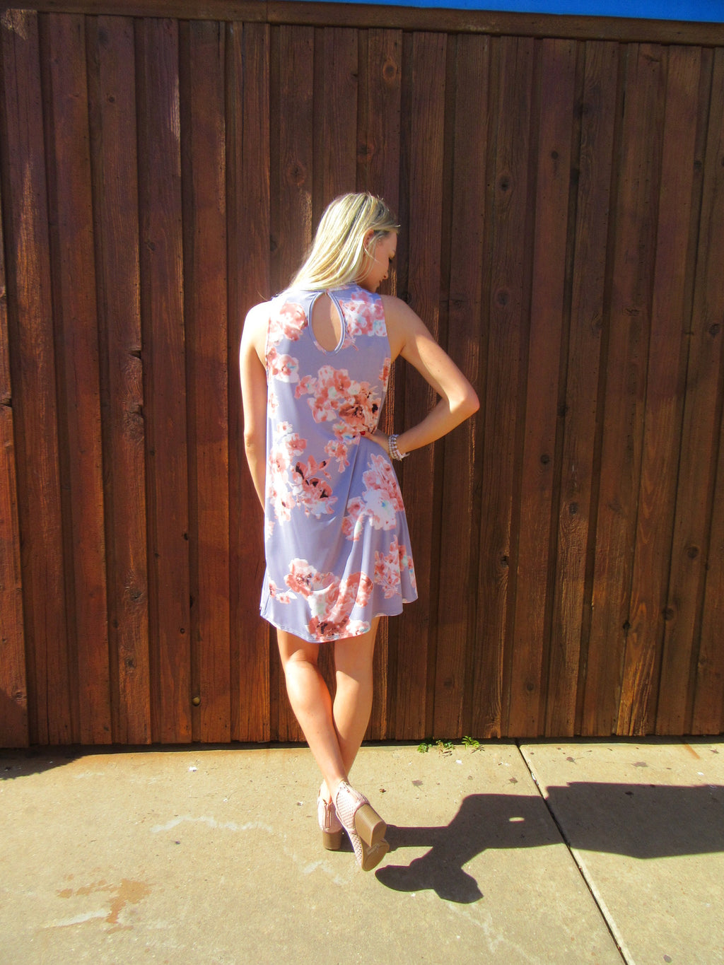 ETERNAL Floral Sleeveless MockNeck StretchKnit Dress