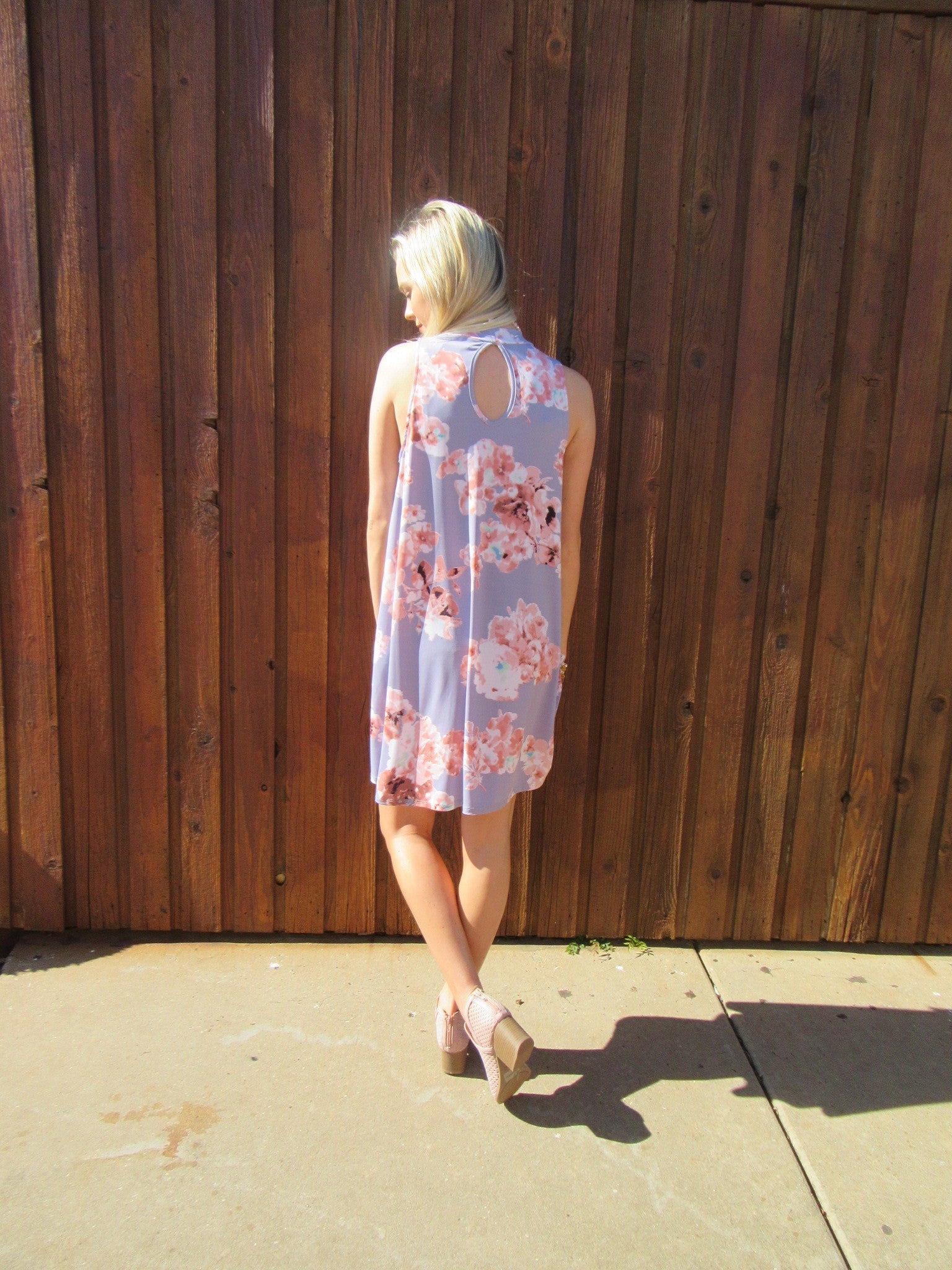 ETERNAL Floral Sleeveless MockNeck StretchKnit Dress