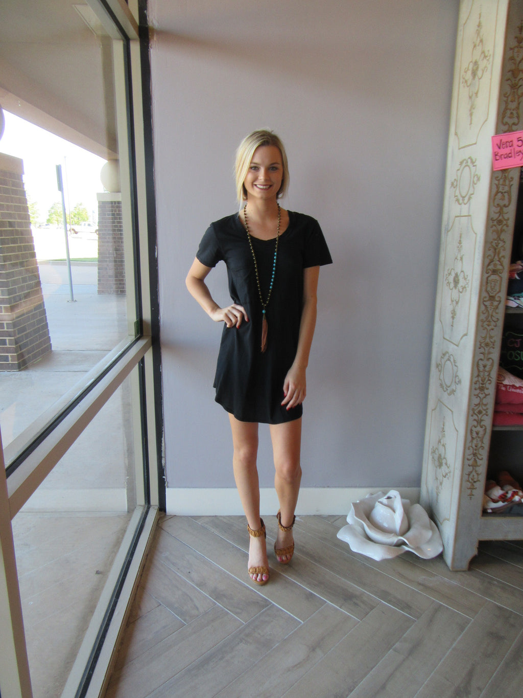 BOBI Lightweight Jersey PERFECT BOYFRIEND V-Neck ScoopNeck Tunic Dress