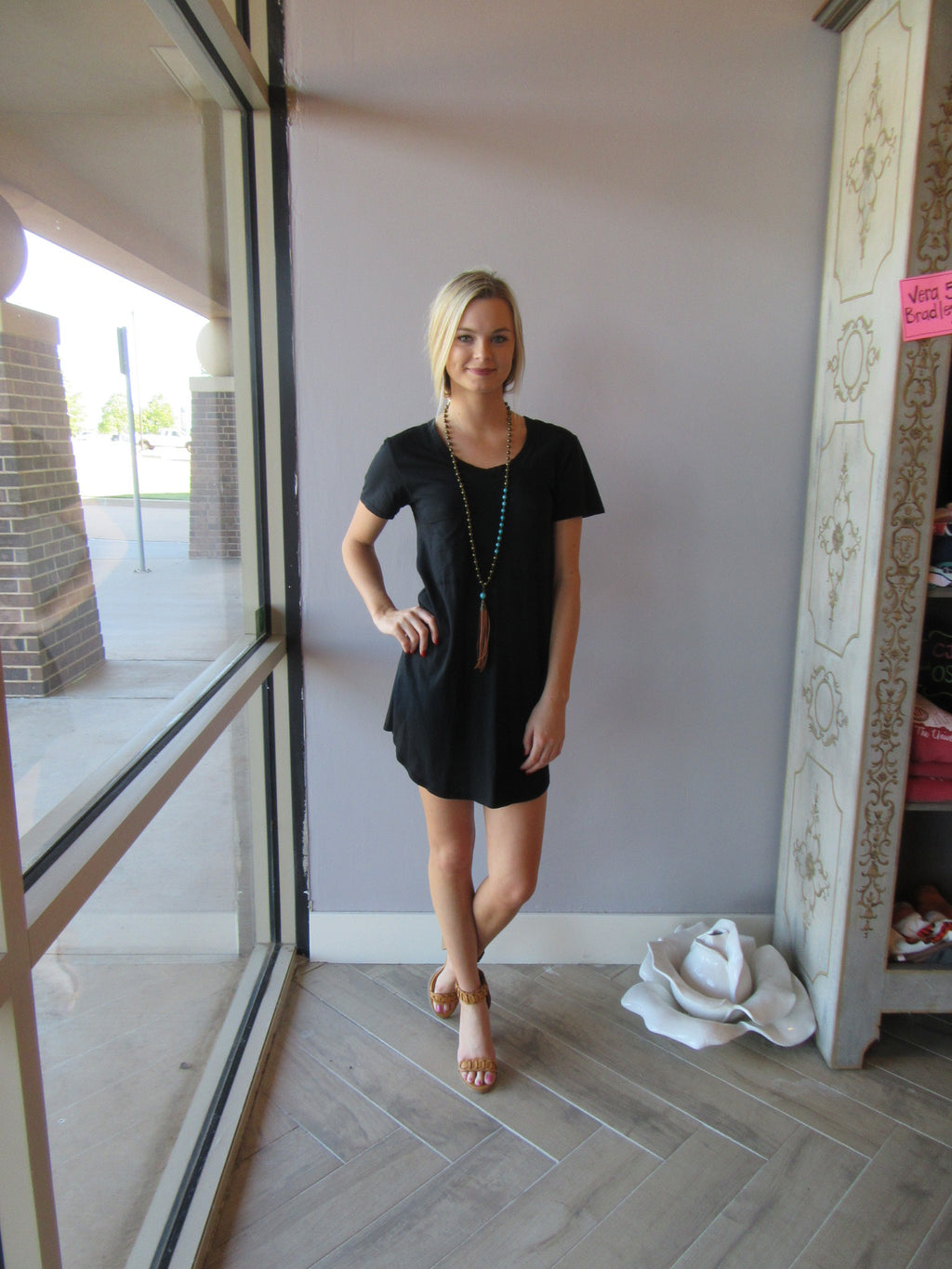 BOBI Lightweight Jersey PERFECT BOYFRIEND V-Neck ScoopNeck Tunic Dress