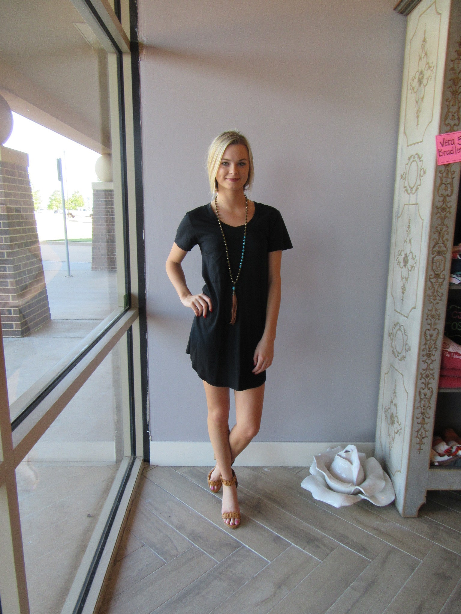 BOBI Lightweight Jersey PERFECT BOYFRIEND V-Neck ScoopNeck Tunic Dress