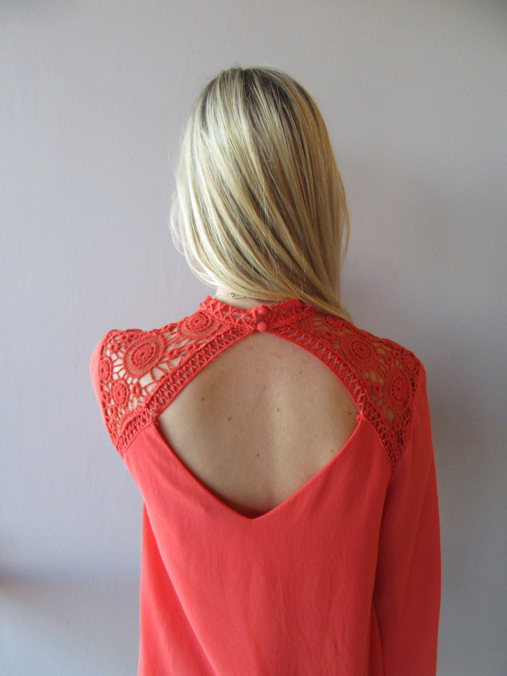 BENEDICTION Lace Contrast BellSleeve Chiffon Sheath Dress