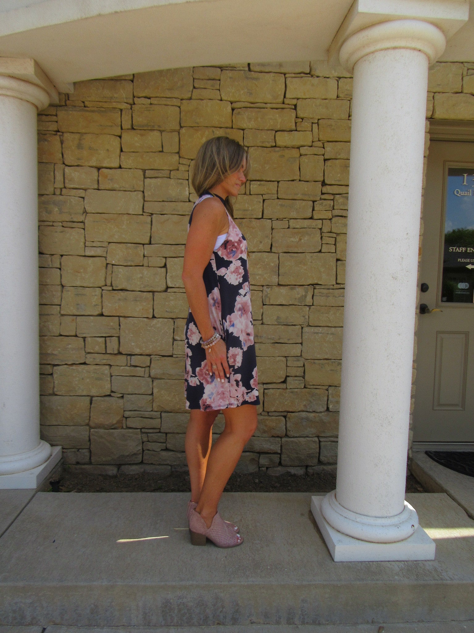 ETERNAL Floral Sleeveless MockNeck StretchKnit Dress