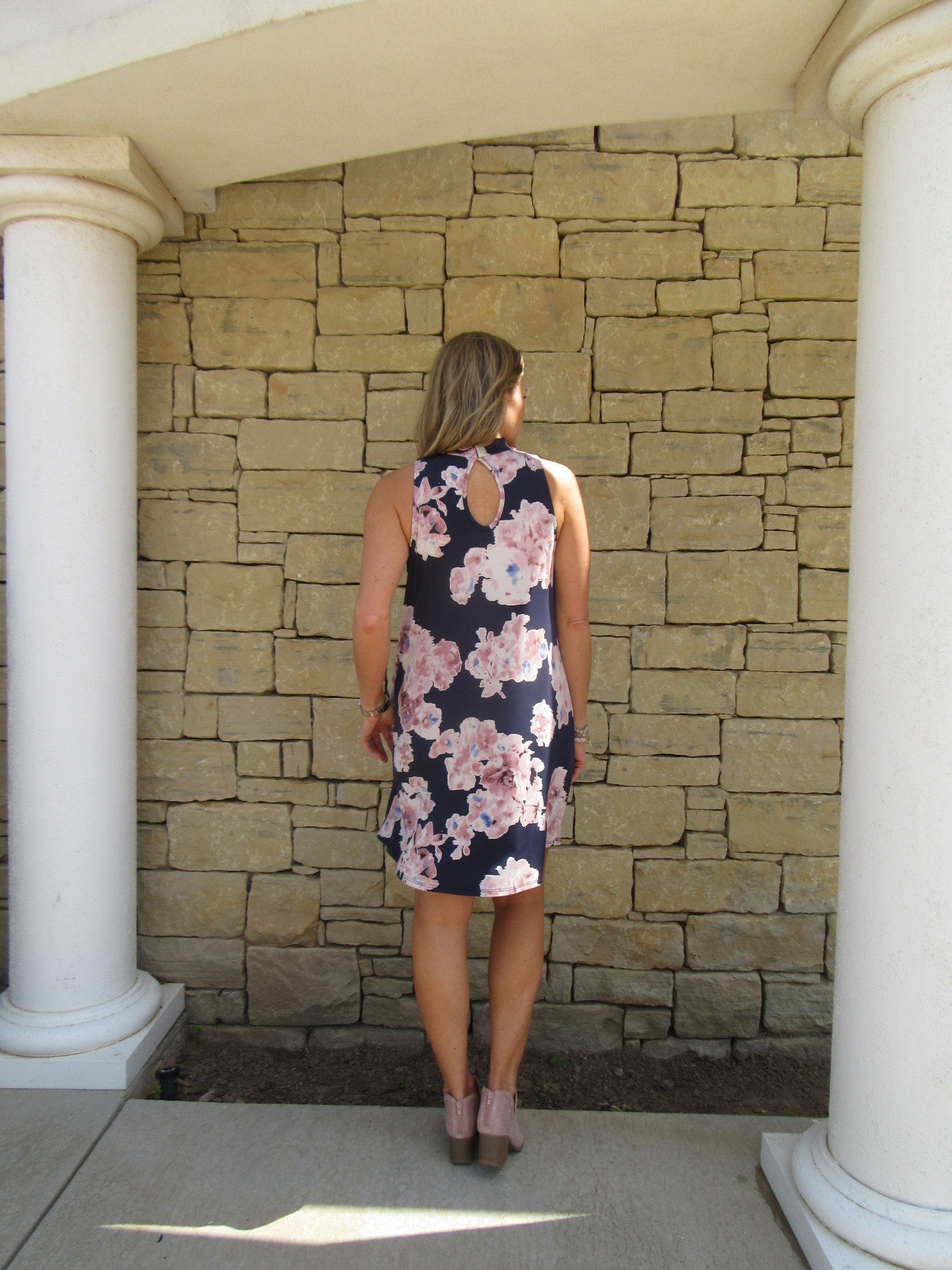 ETERNAL Floral Sleeveless MockNeck StretchKnit Dress