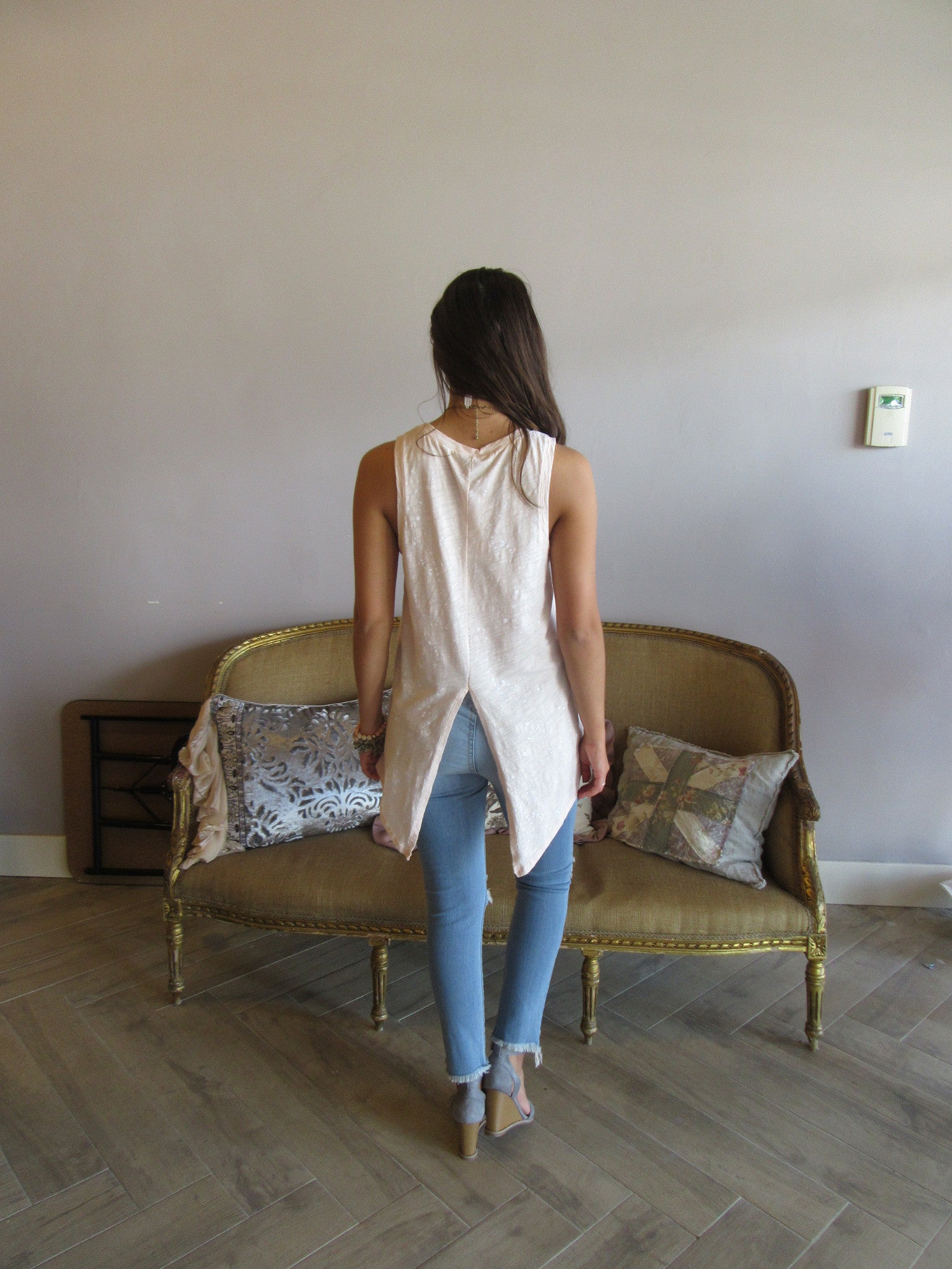 BOBI PaintSplatter WARFARE SplitBack Slub Jersey Tank Top