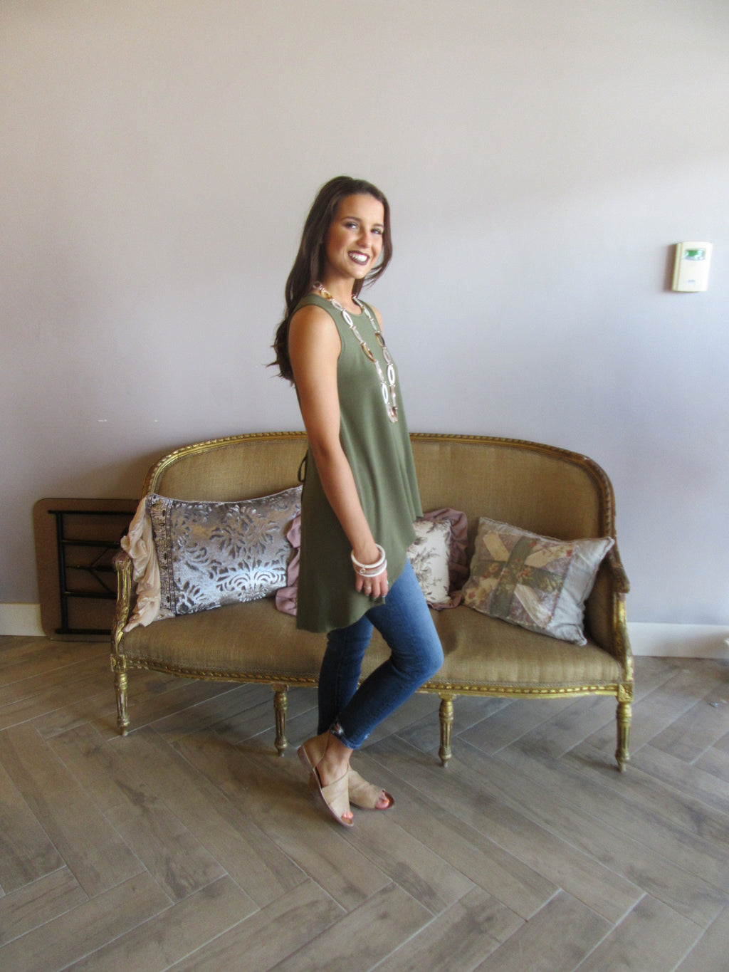 BOBI TerryKnit HUNTRESS LaceUp Back Asymmetric Tank Top