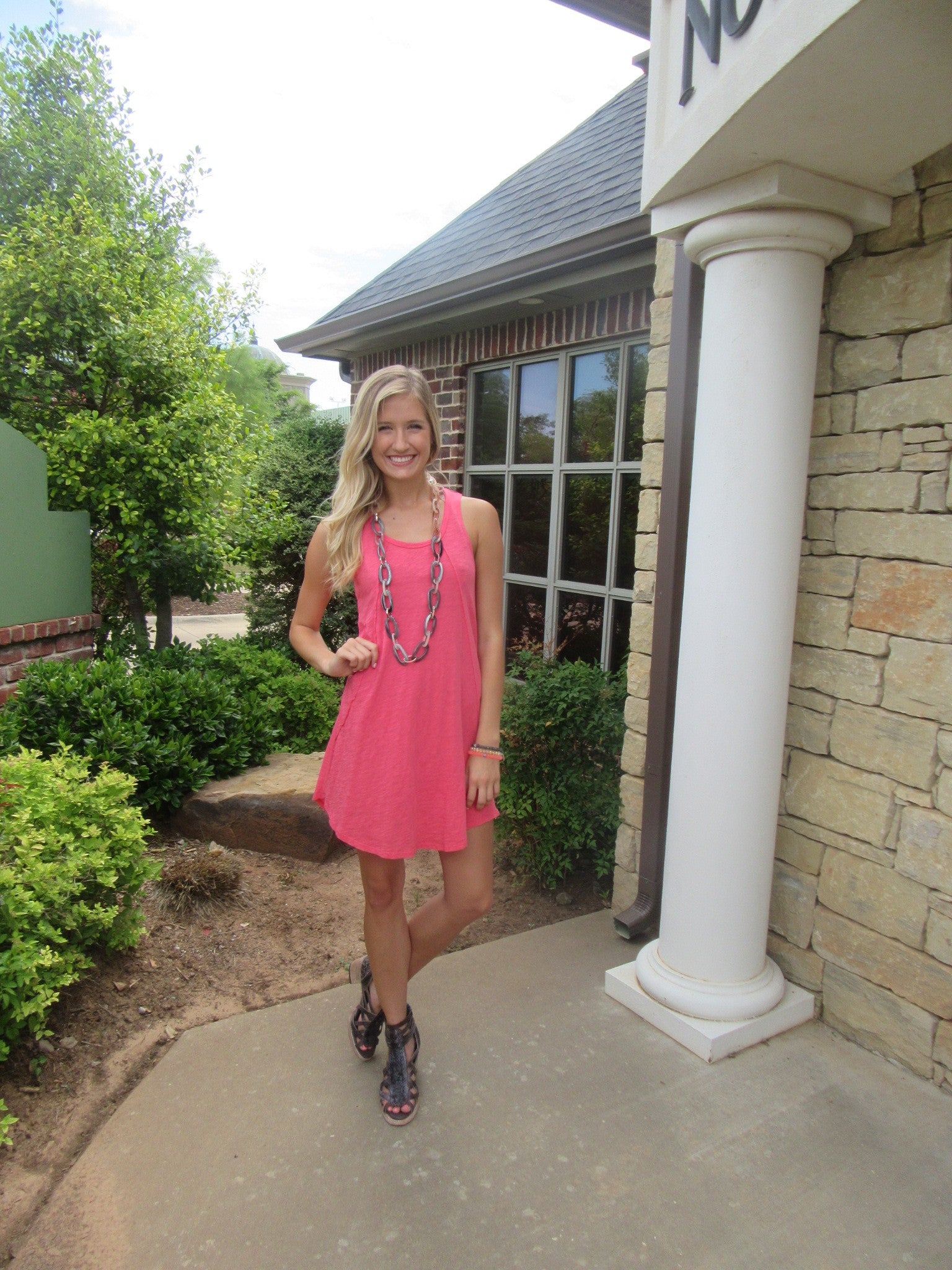 BOBI Slub Jersey TRUE GRIT RawSeam Detail ScoopHem Tank Dress