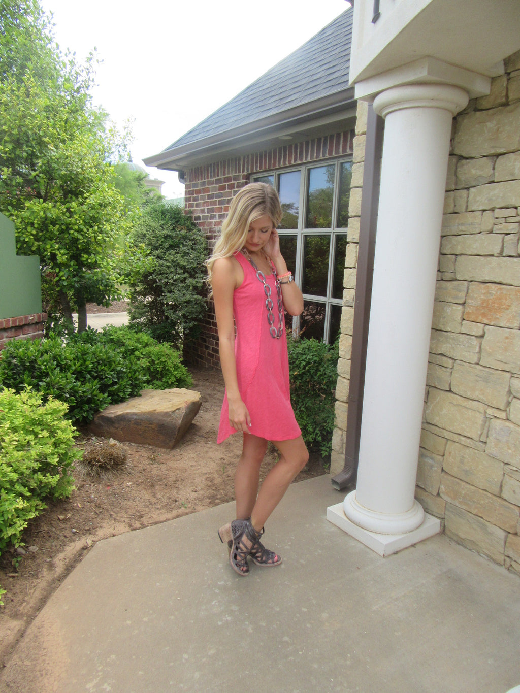 BOBI Slub Jersey TRUE GRIT RawSeam Detail ScoopHem Tank Dress