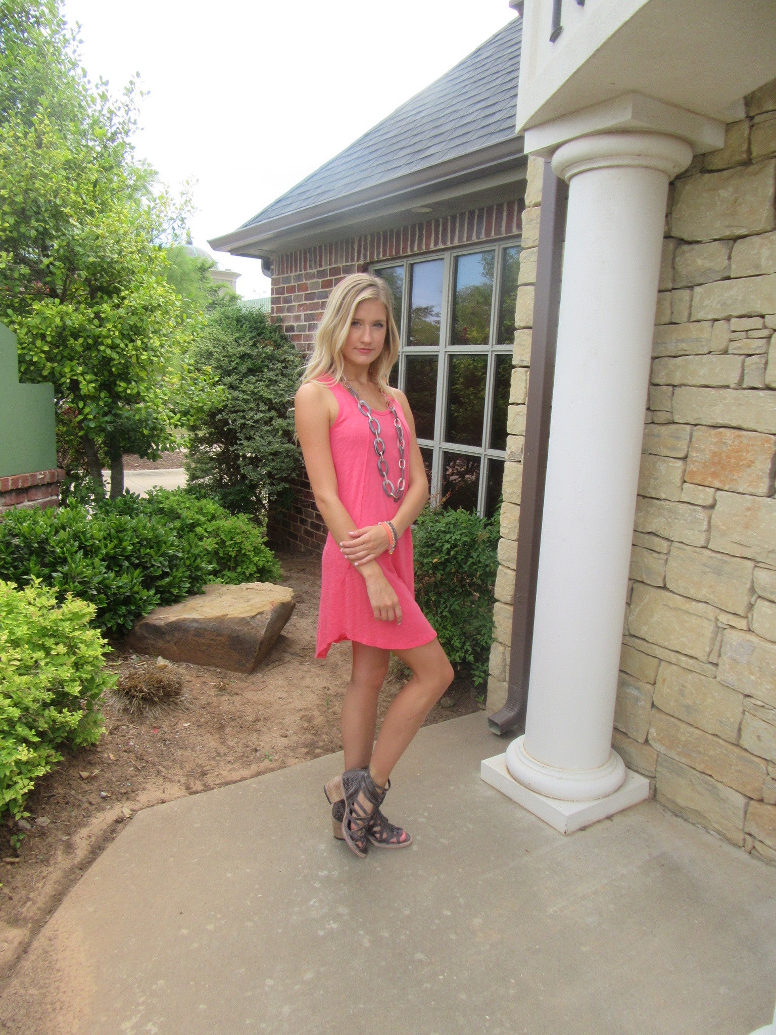 BOBI Slub Jersey TRUE GRIT RawSeam Detail ScoopHem Tank Dress