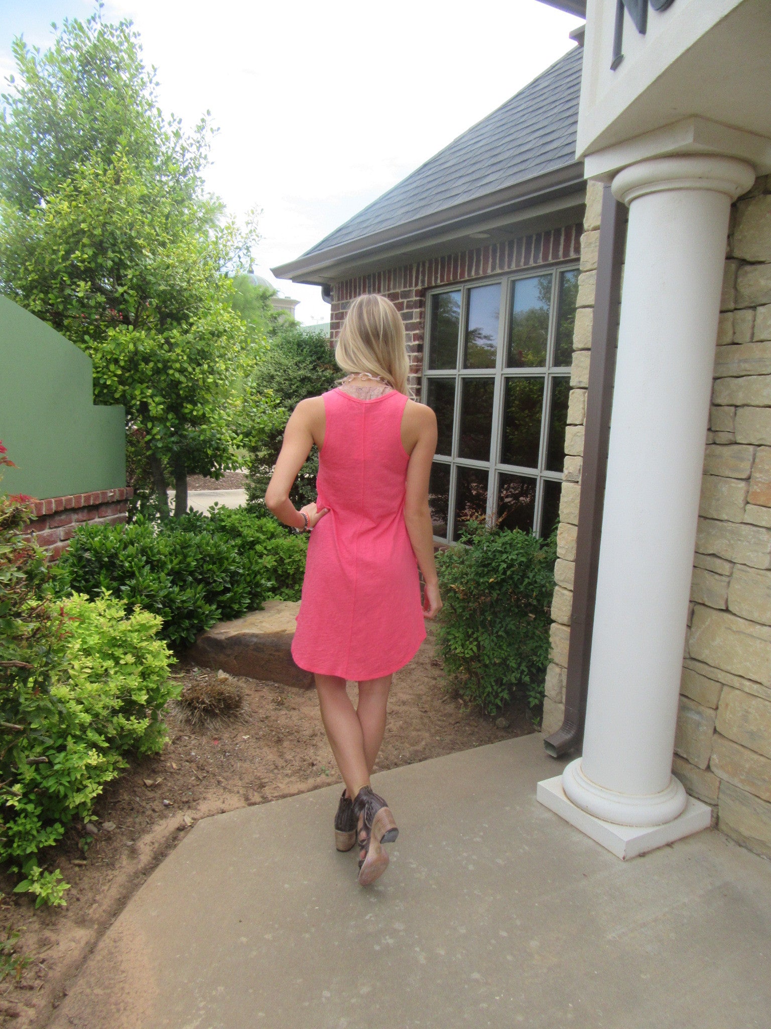 BOBI Slub Jersey TRUE GRIT RawSeam Detail ScoopHem Tank Dress