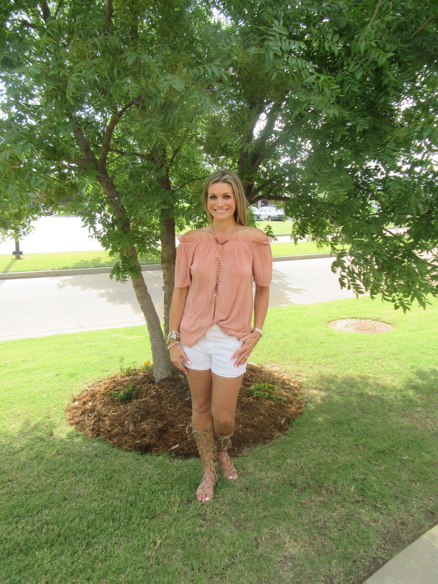 CASTLEROCK Pleated Satin OffShoulder Top