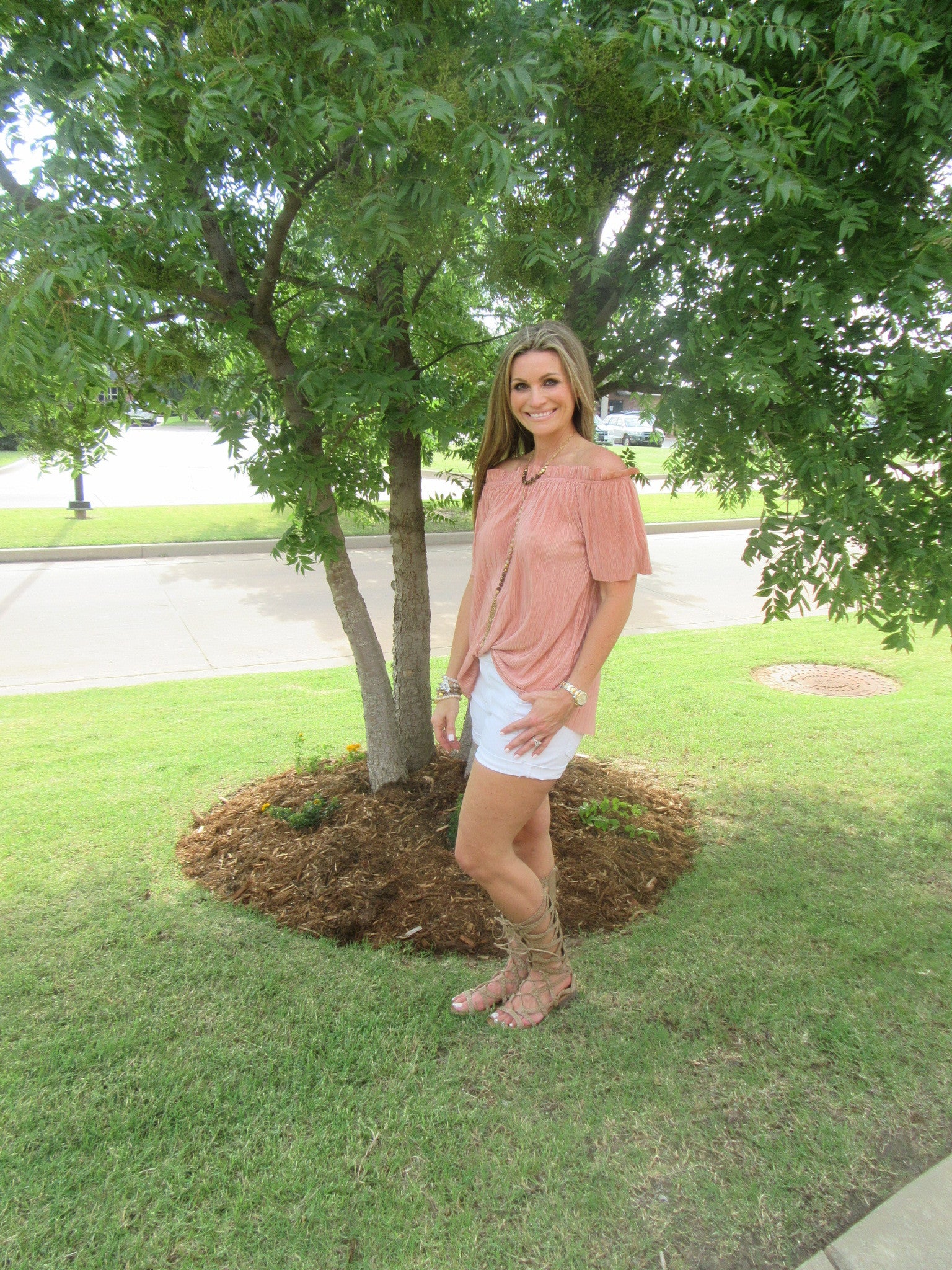 CASTLEROCK Pleated Satin OffShoulder Top