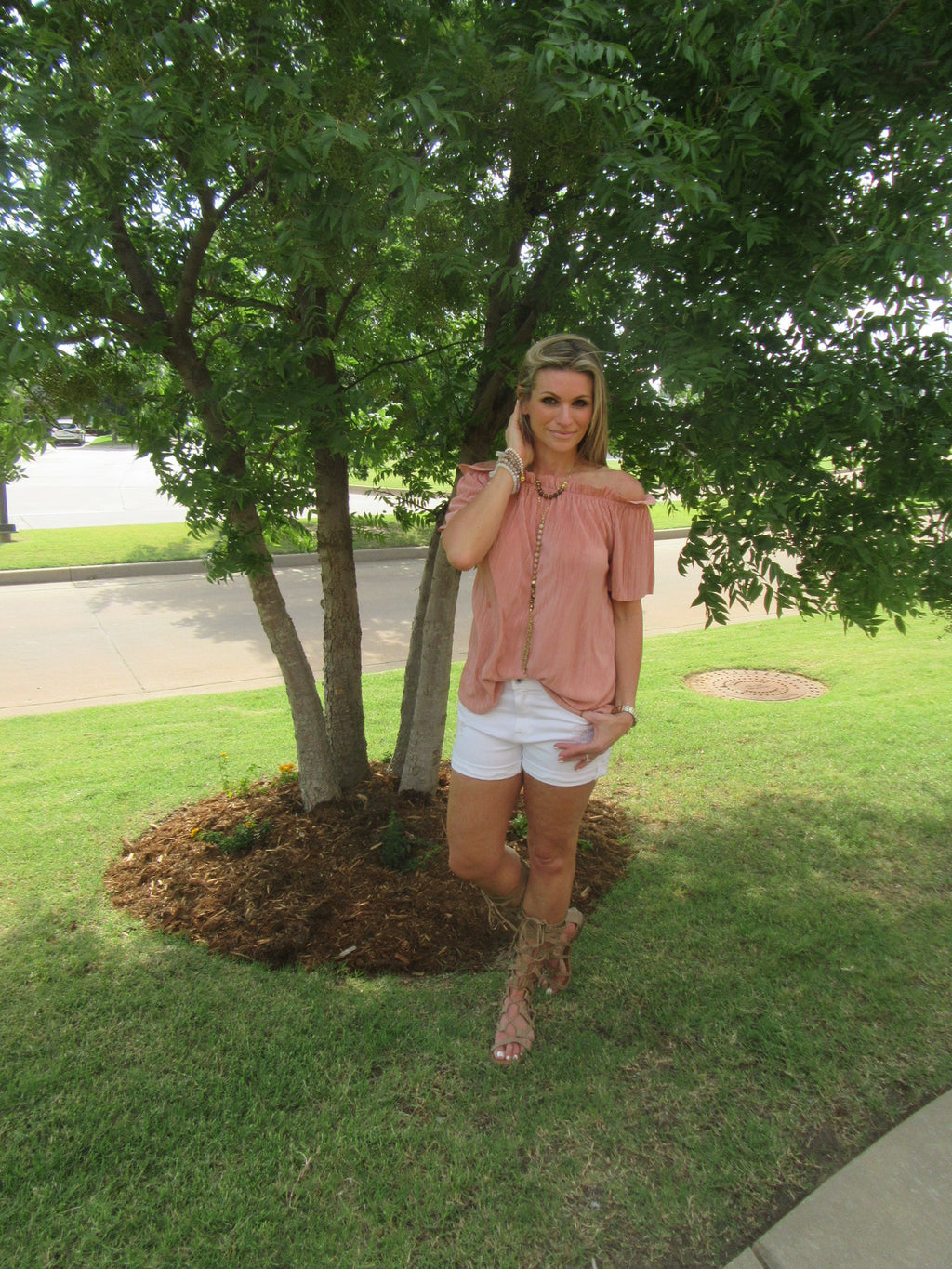 CASTLEROCK Pleated Satin OffShoulder Top