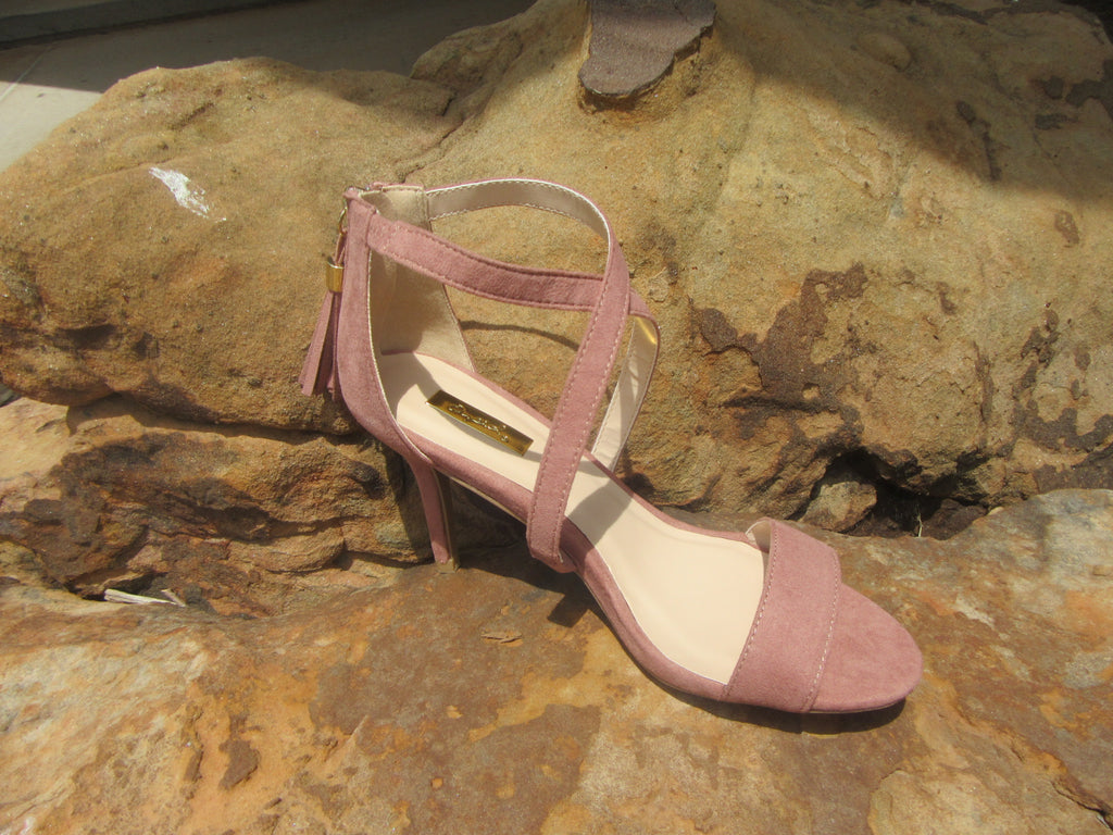 Mauve NOCTIS Crossover Strap KittenHeel Sandal Shoe